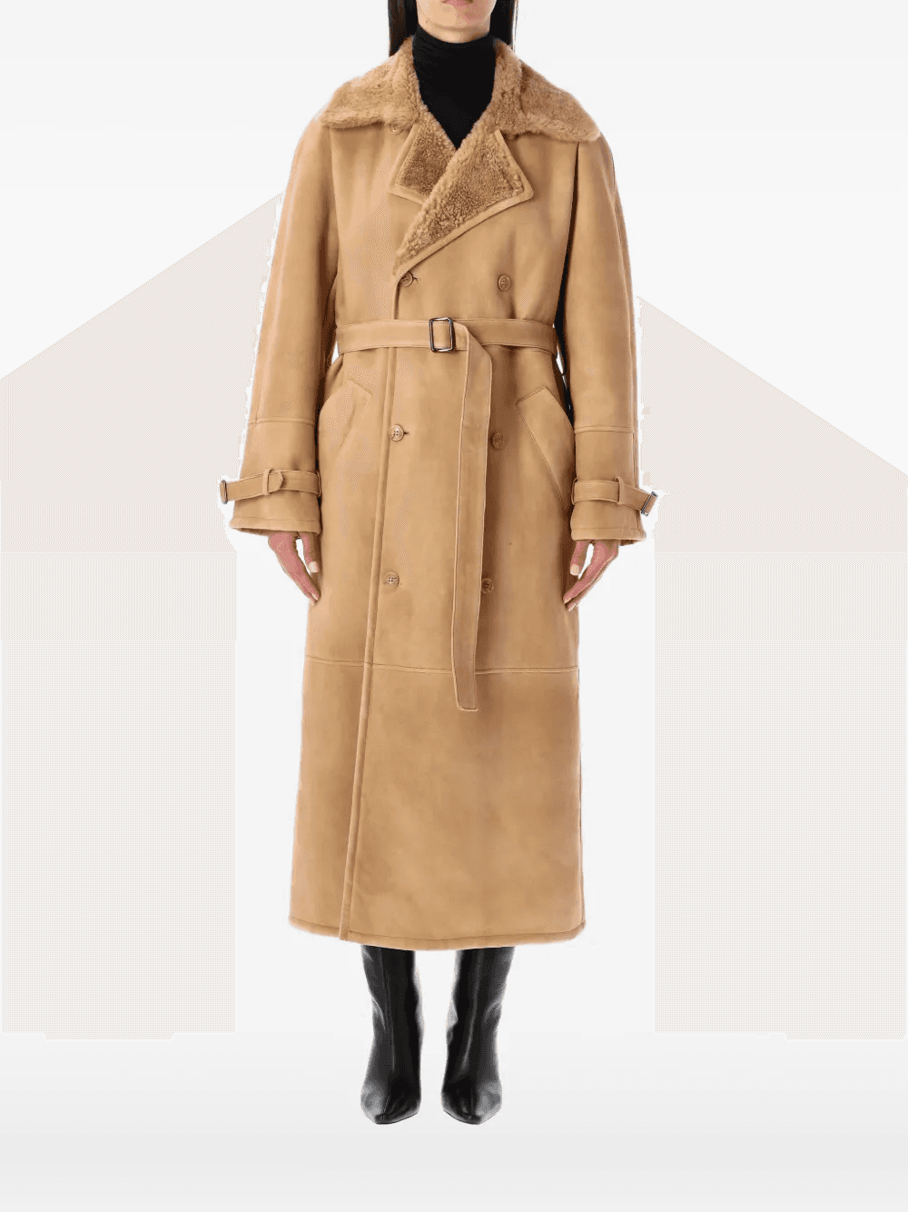 shearling belted coat - Image 1