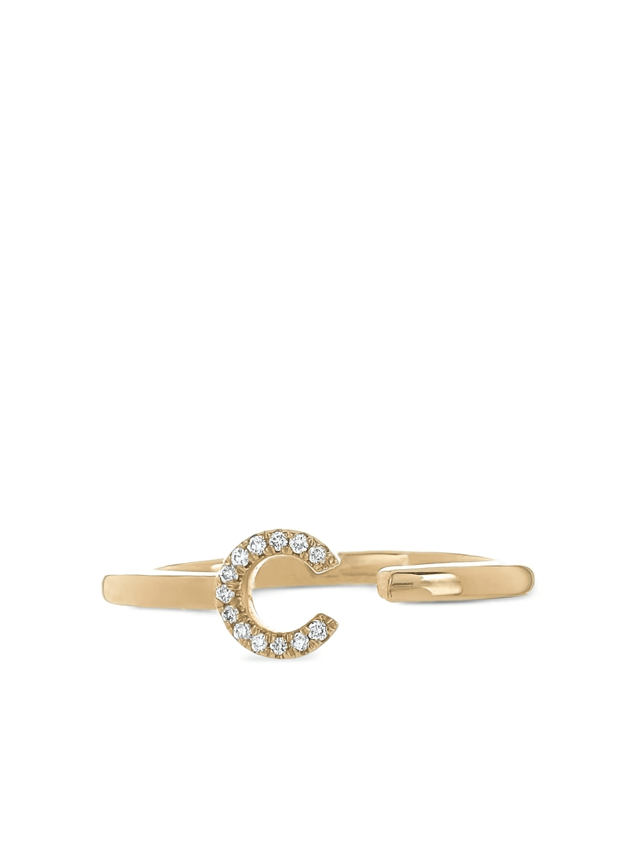 14K yellow gold C Single Initial diamond ring - Image 1