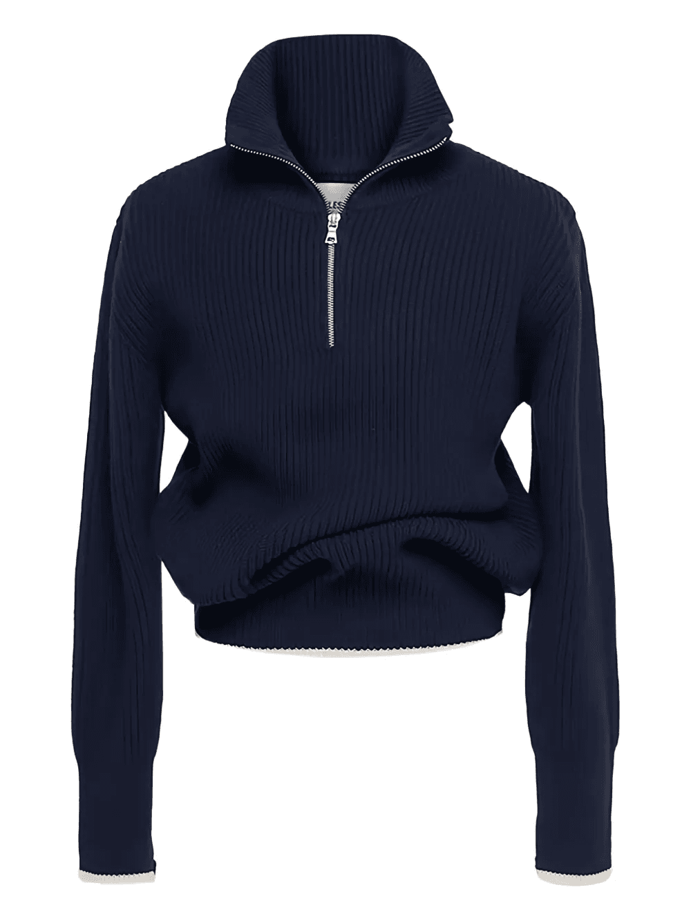 zip-up funnel-neck sweater - Image 1