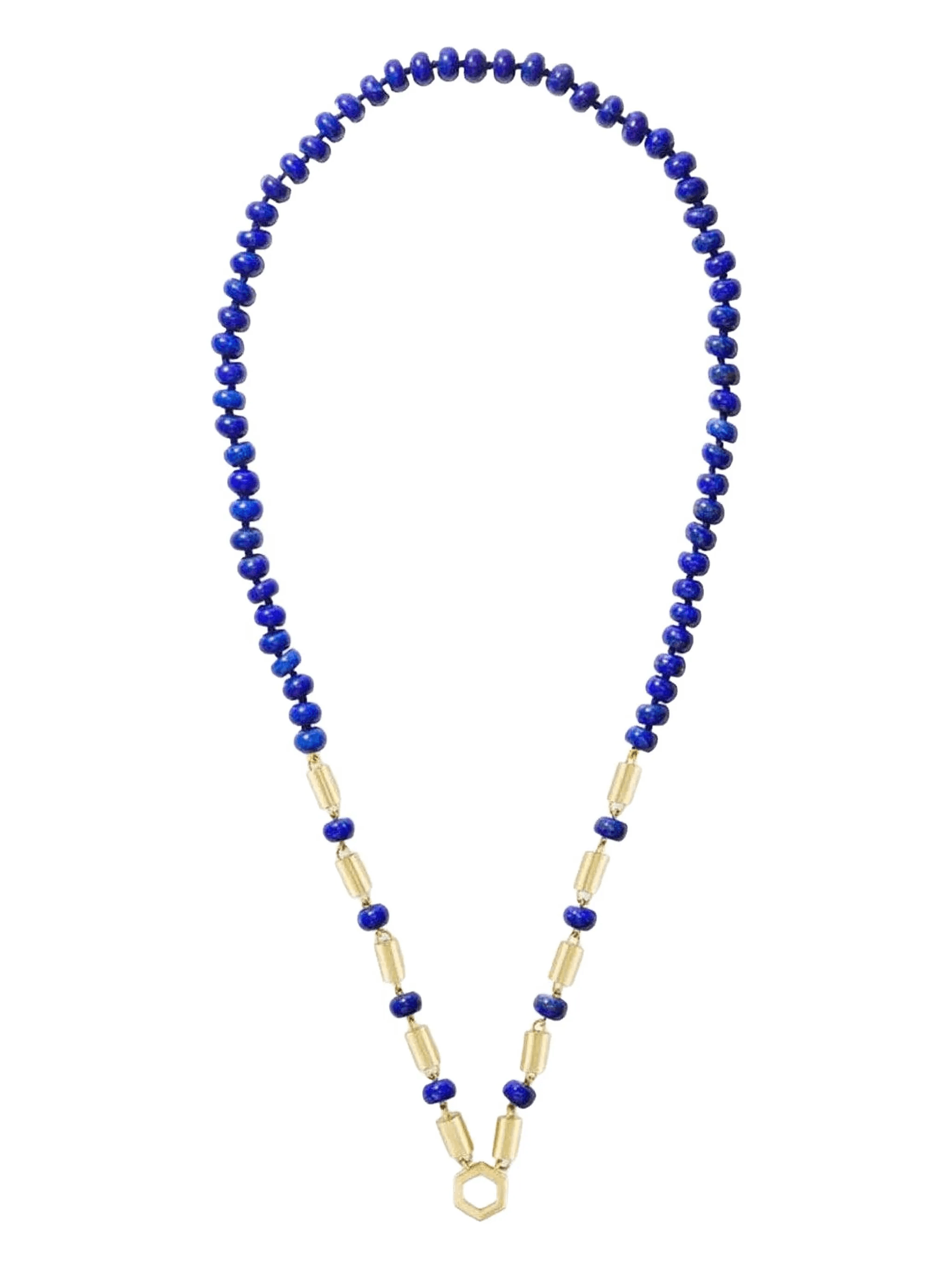 18kt yellow gold beaded Lapis Lazuli necklace - Image 1