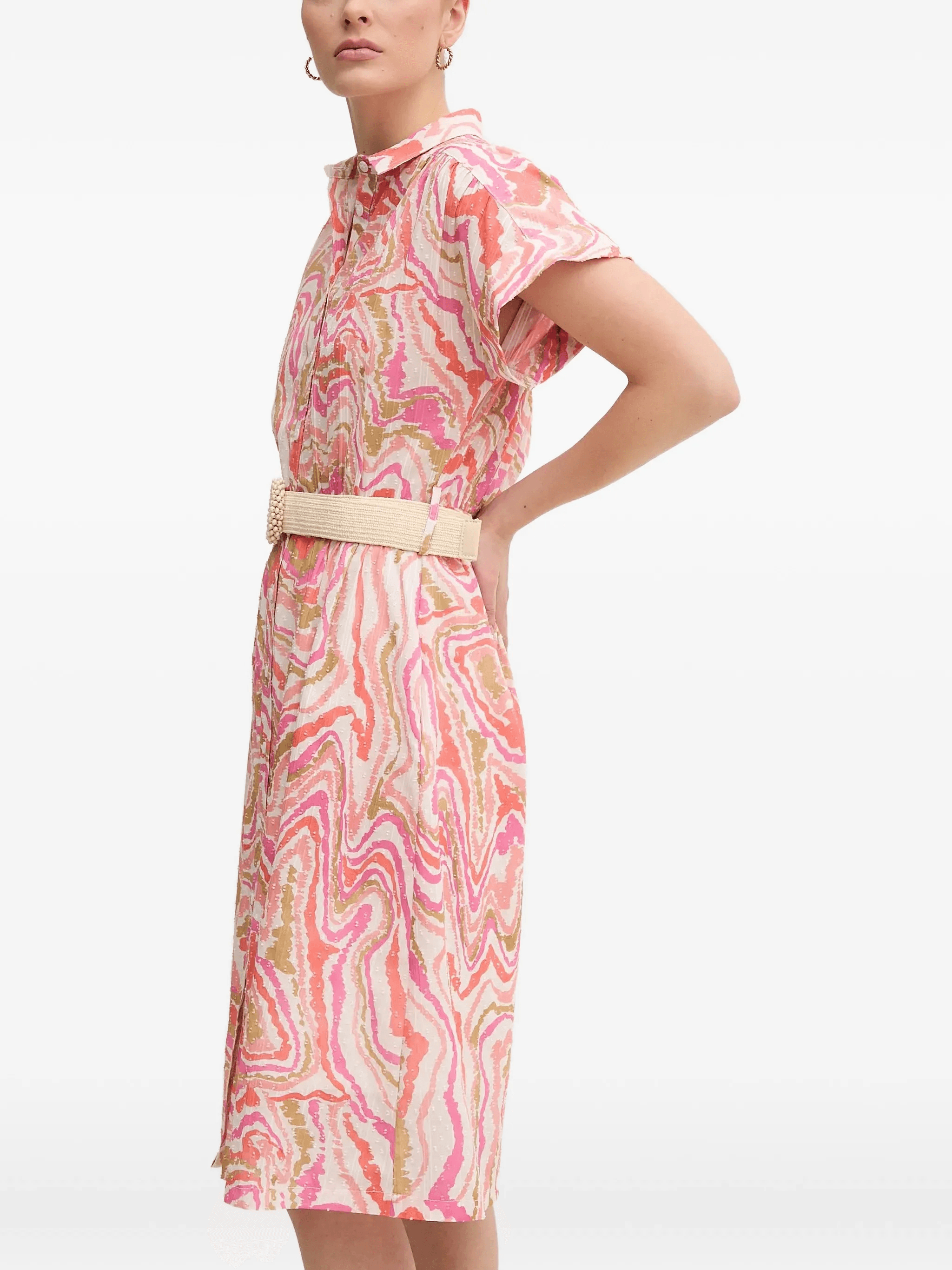 Raja belted patterned midi dress - Image 1