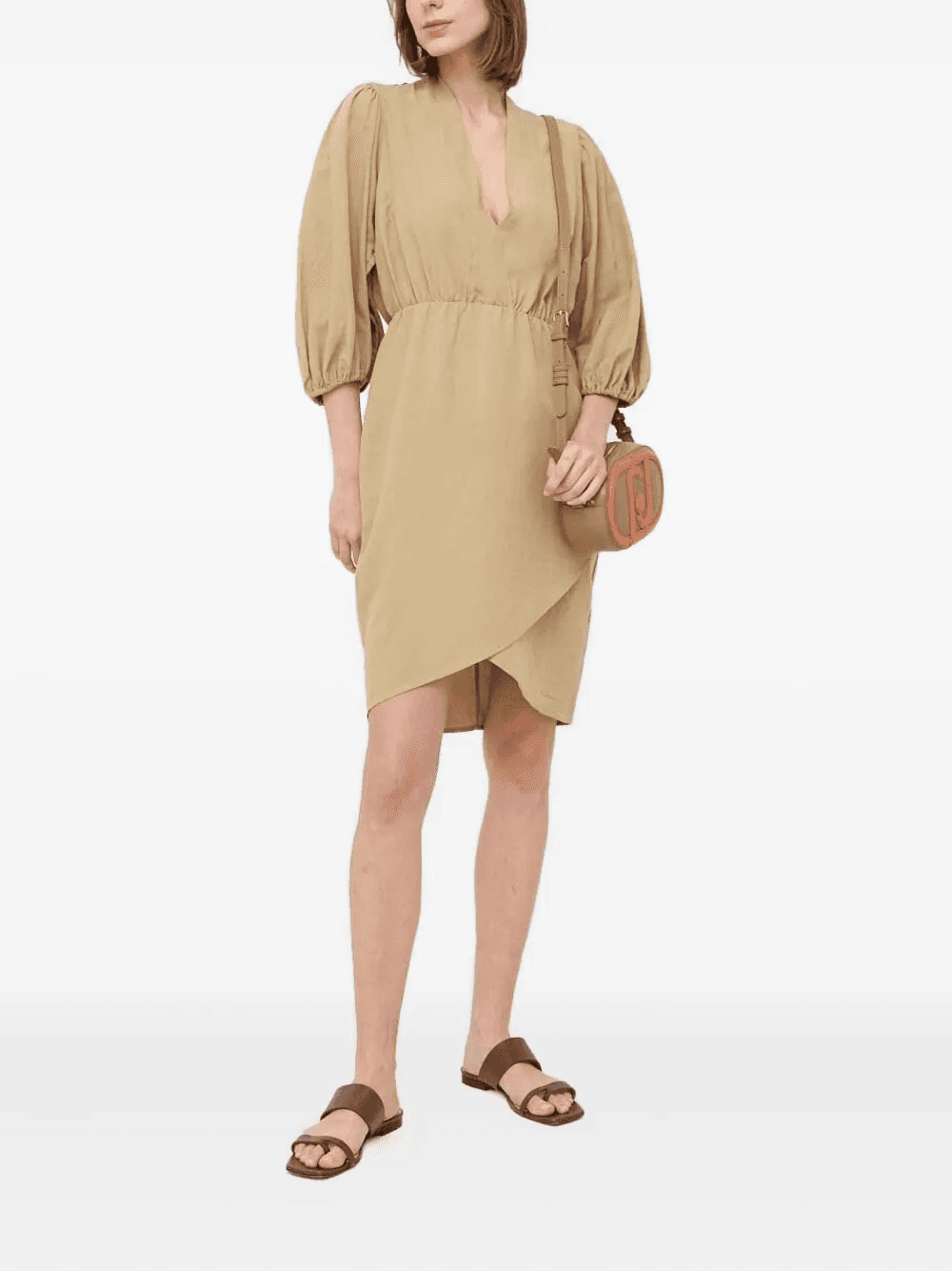 puff-sleeve v-neck dress - Image 1