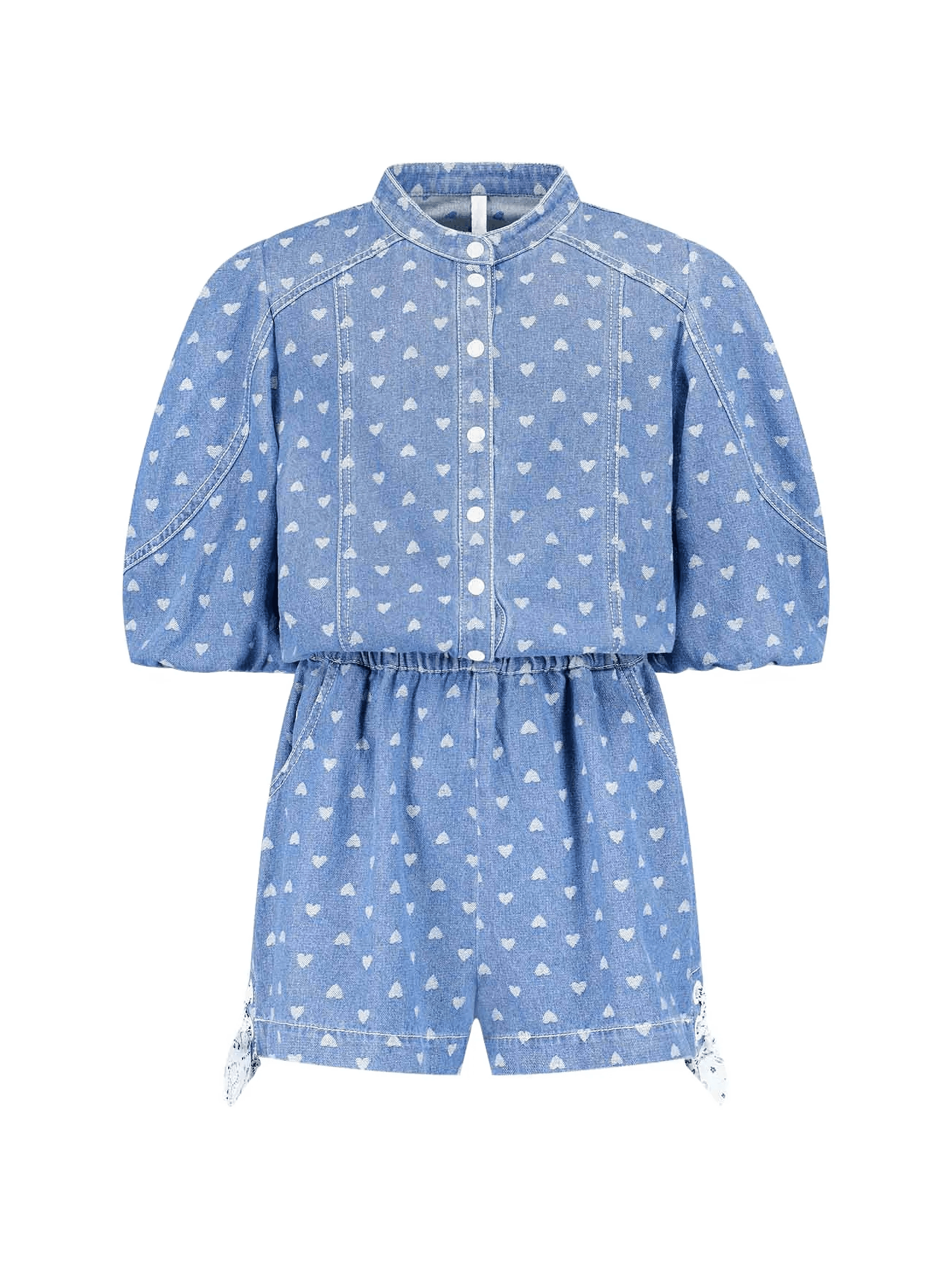 Awaken heart-print puffed playsuit - Image 1