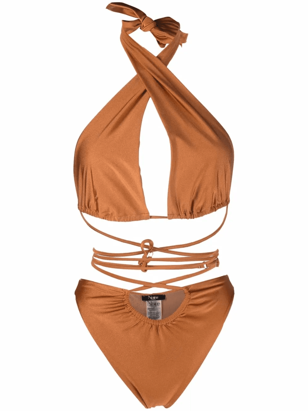 lattice-strap halterneck swimsuit - Image 1
