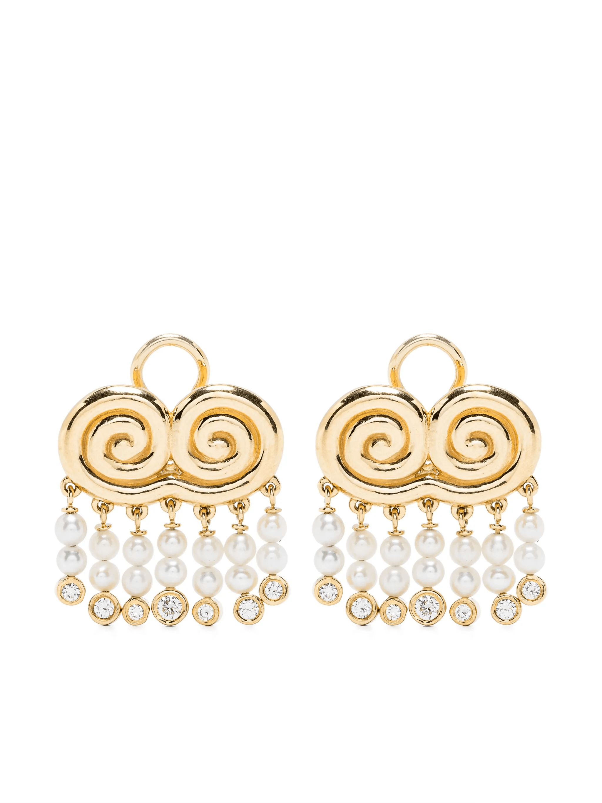18kt yellow gold Agni pearls and diamonds earrings - Image 1