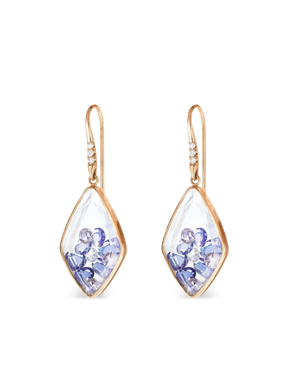 18k yellow gold Kite sapphires and diamonds earrings - Image 1