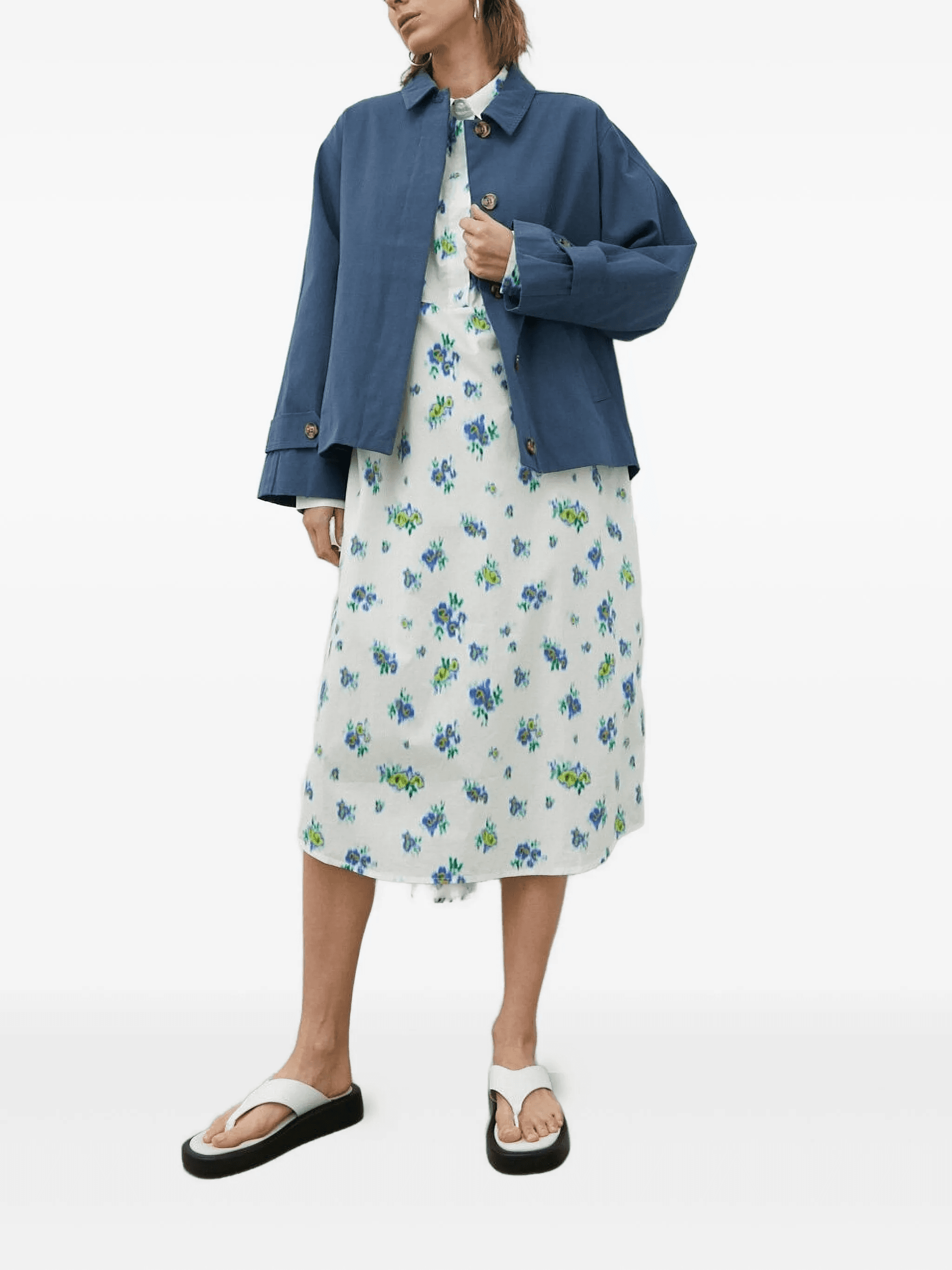 floral-print shirt midi dress - Image 1