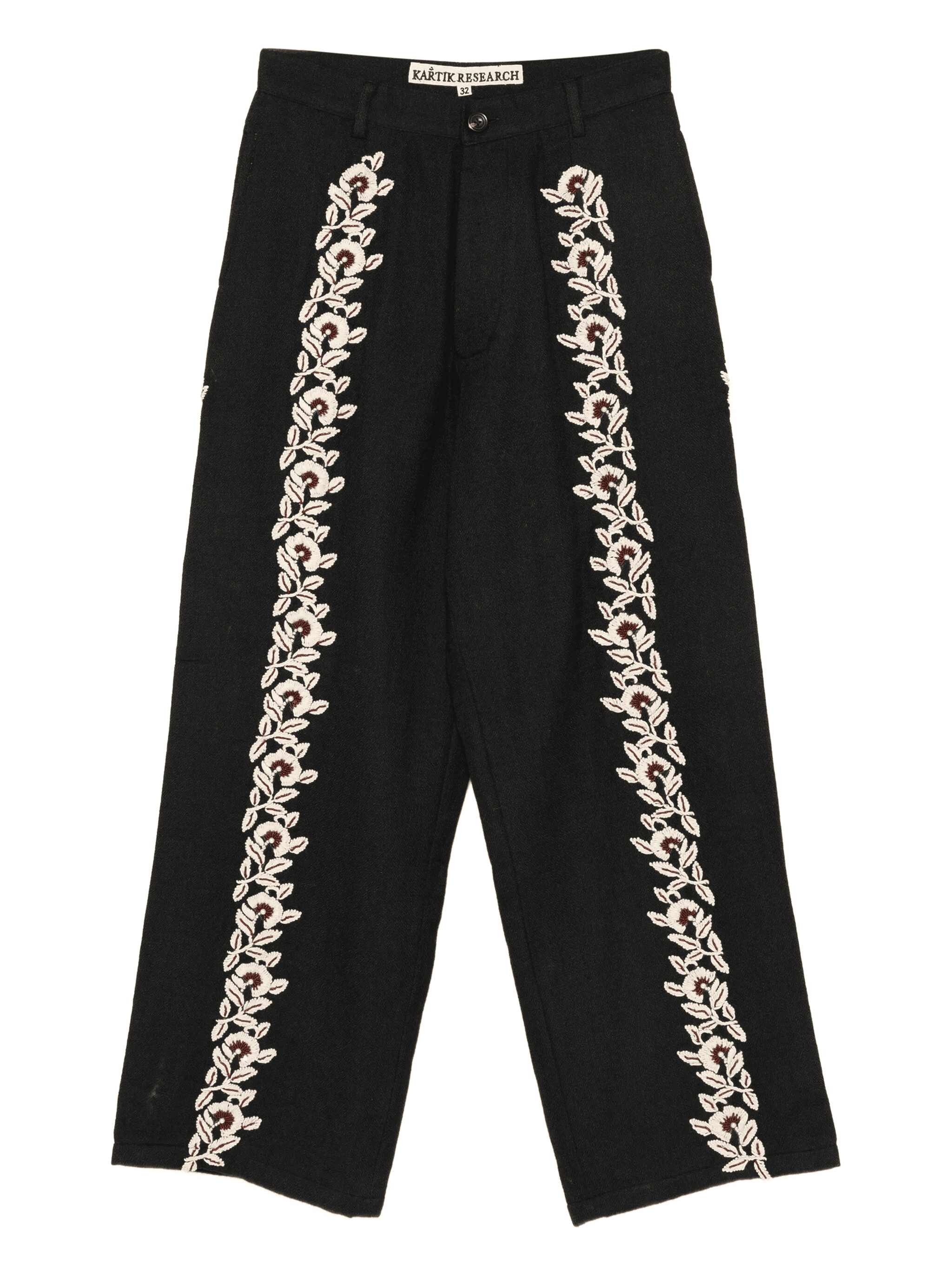 floral-embroidered trousers - Image 1