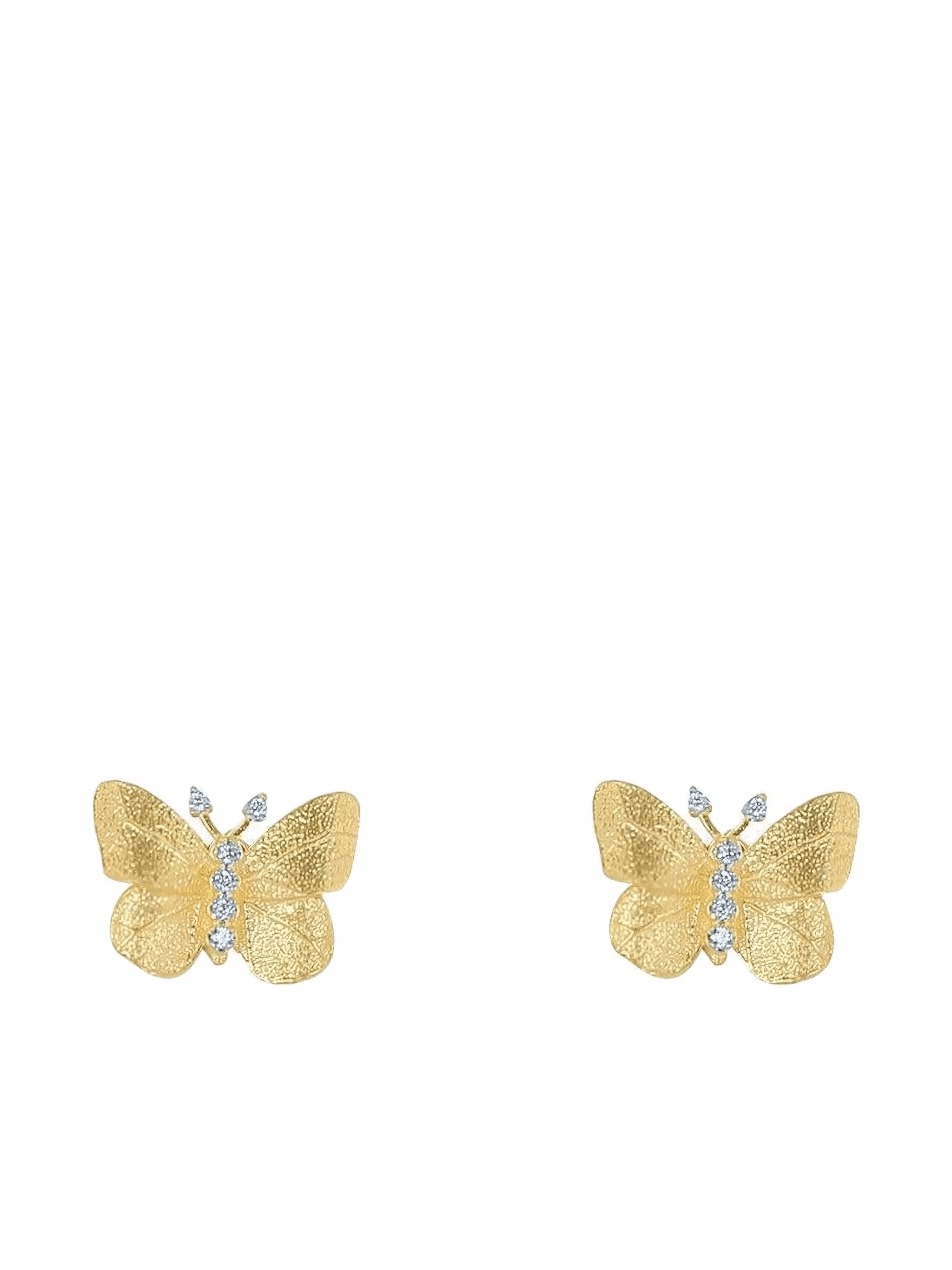 18K yellow gold small Butterfly diamond earrings - Image 1