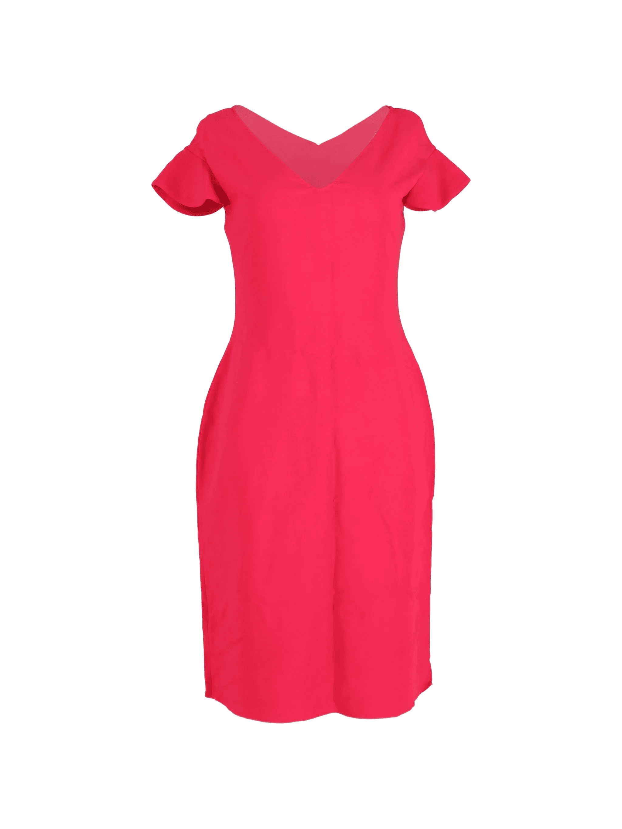 V-neck cap-sleeve sheath midi dress - Image 1