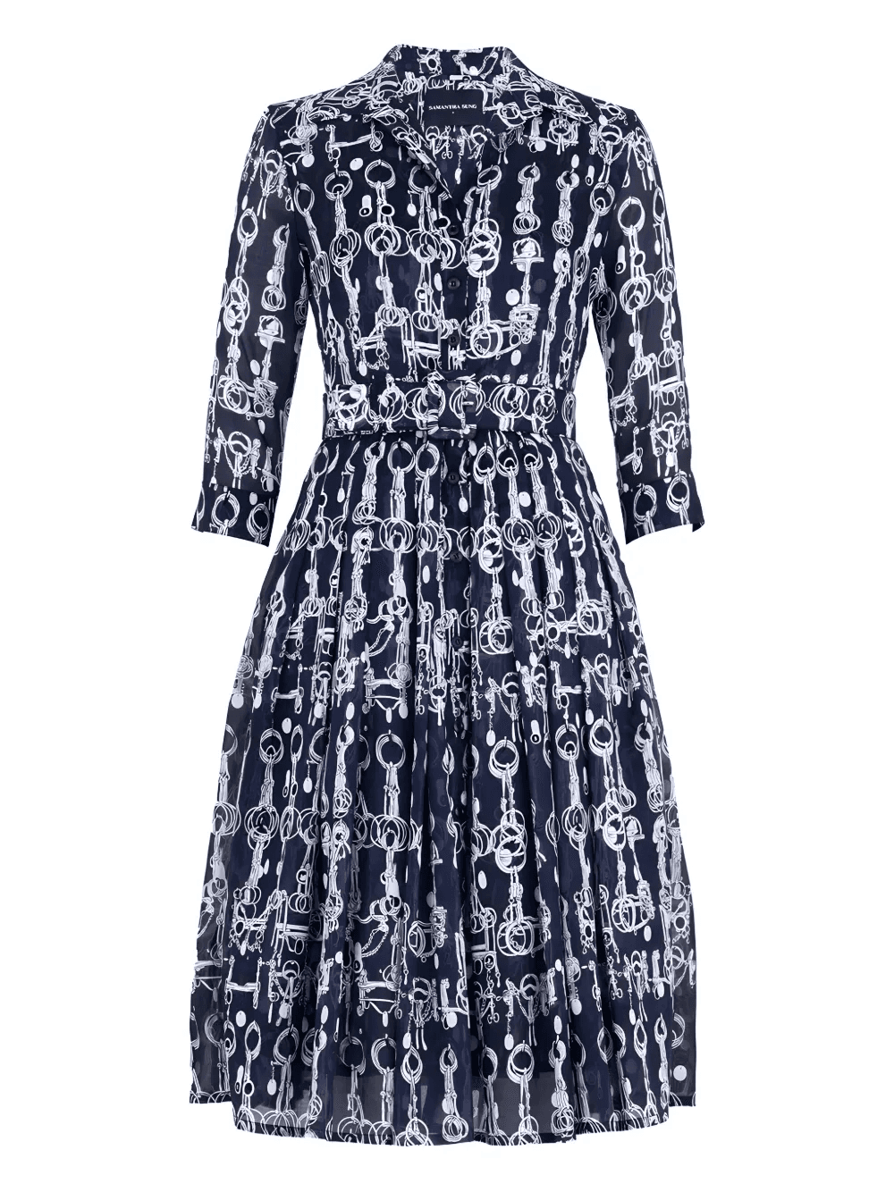Audrey chain-print belted dress - Image 1