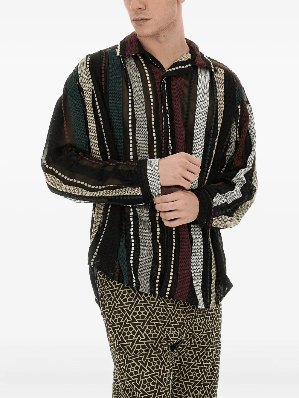 stripe-embroidered shirt - Image 1