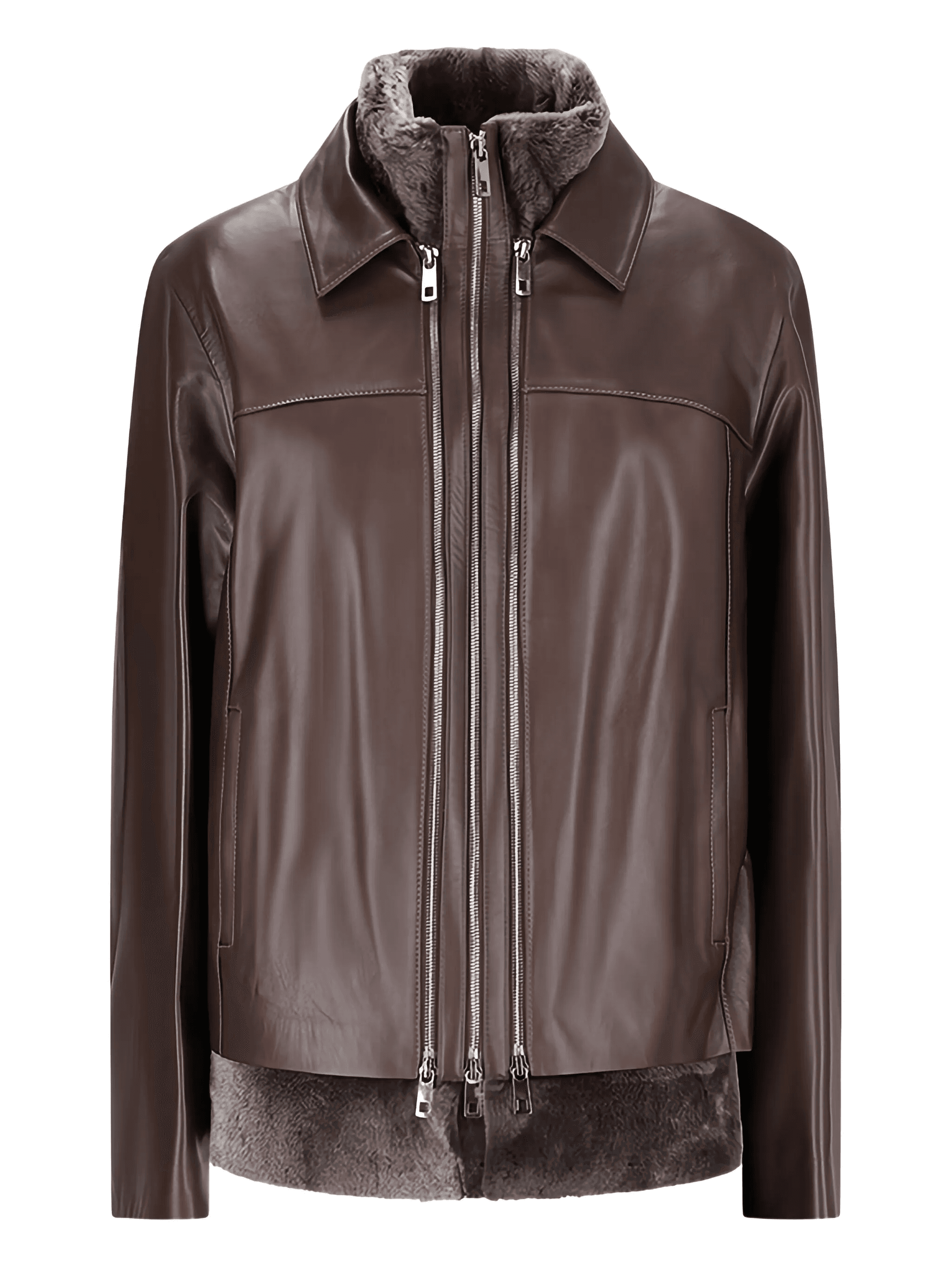 detachable-gilet leather jacket - Image 1