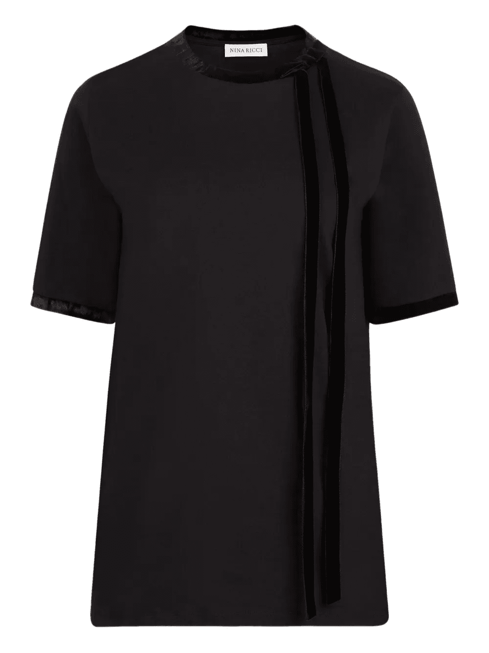 velvet-trimmed short-sleeves top - Image 1