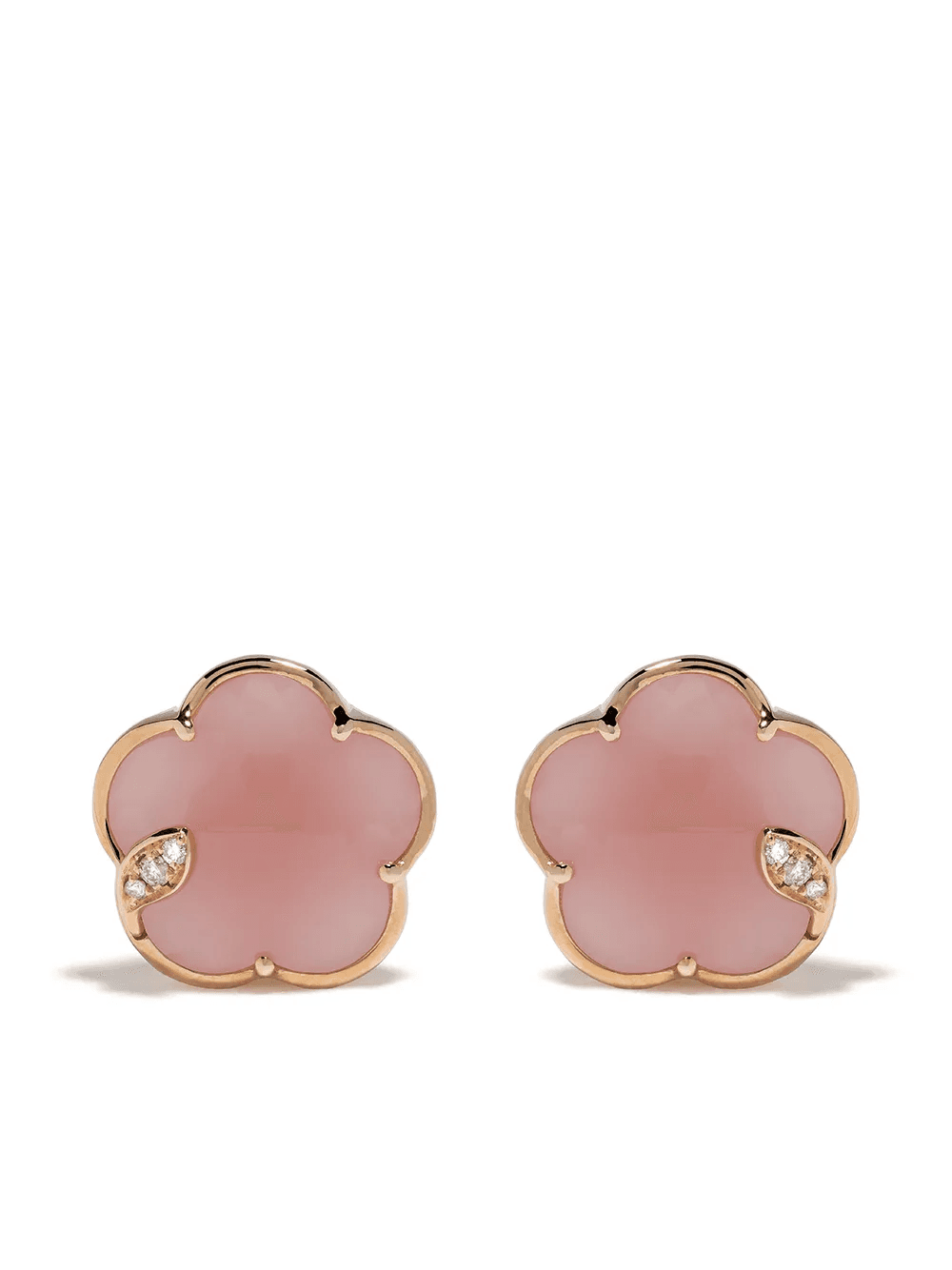 18kt rose gold Bon Ton rose quartz and diamond studs - Image 1