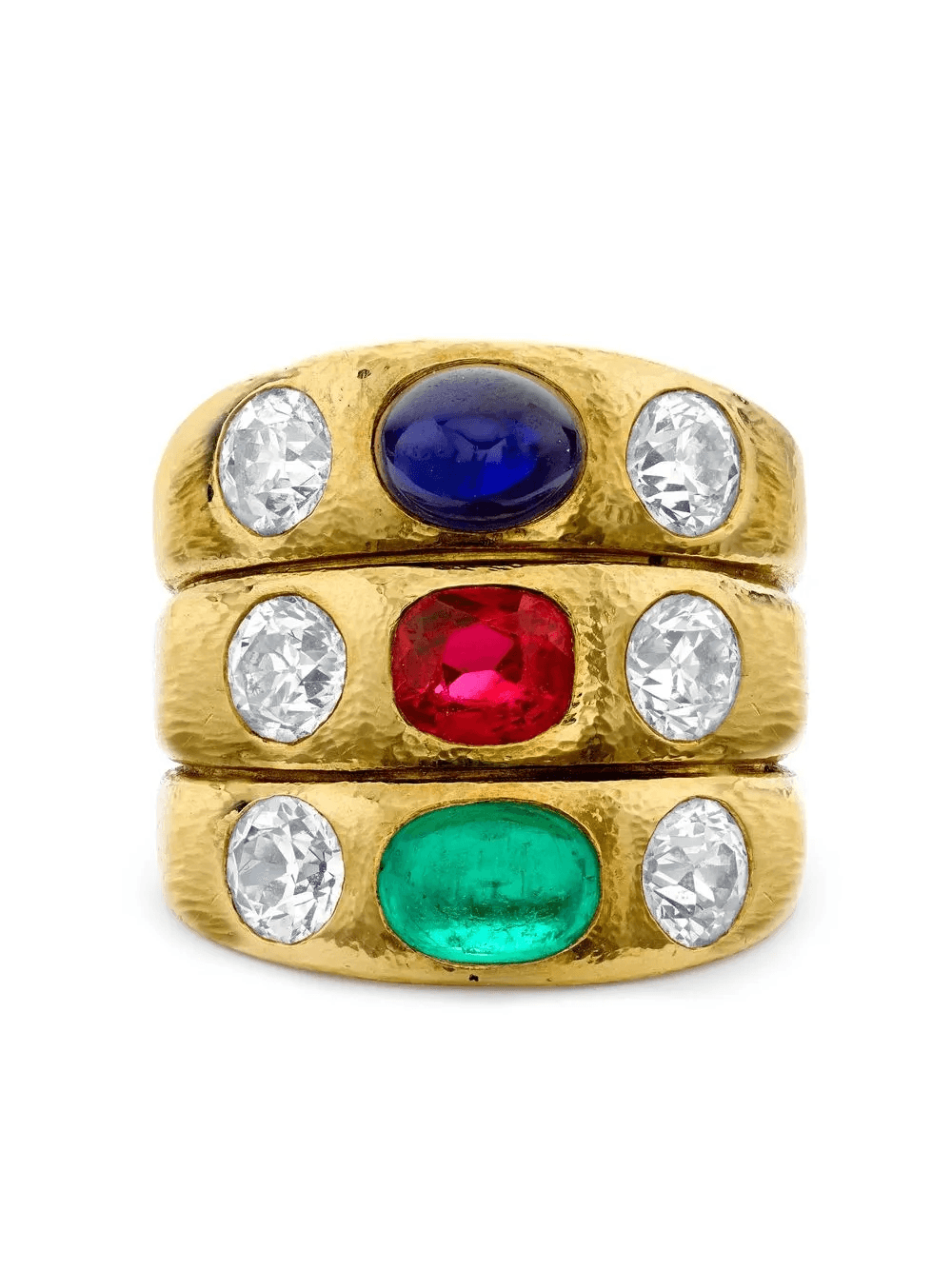 1970 18kt yellow gold gemstone dress ring - Image 1