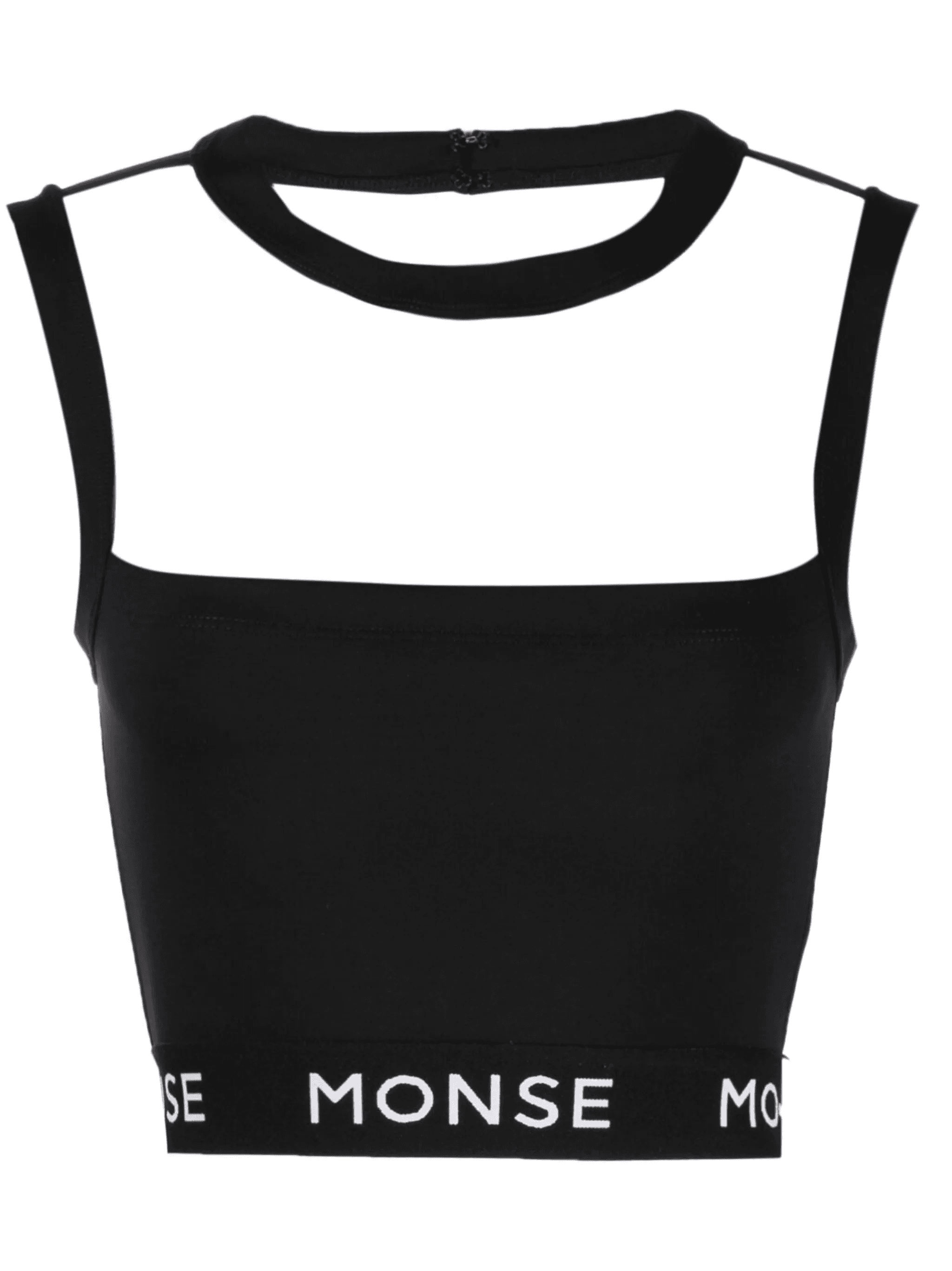 logo-print panelled crop top - Image 1