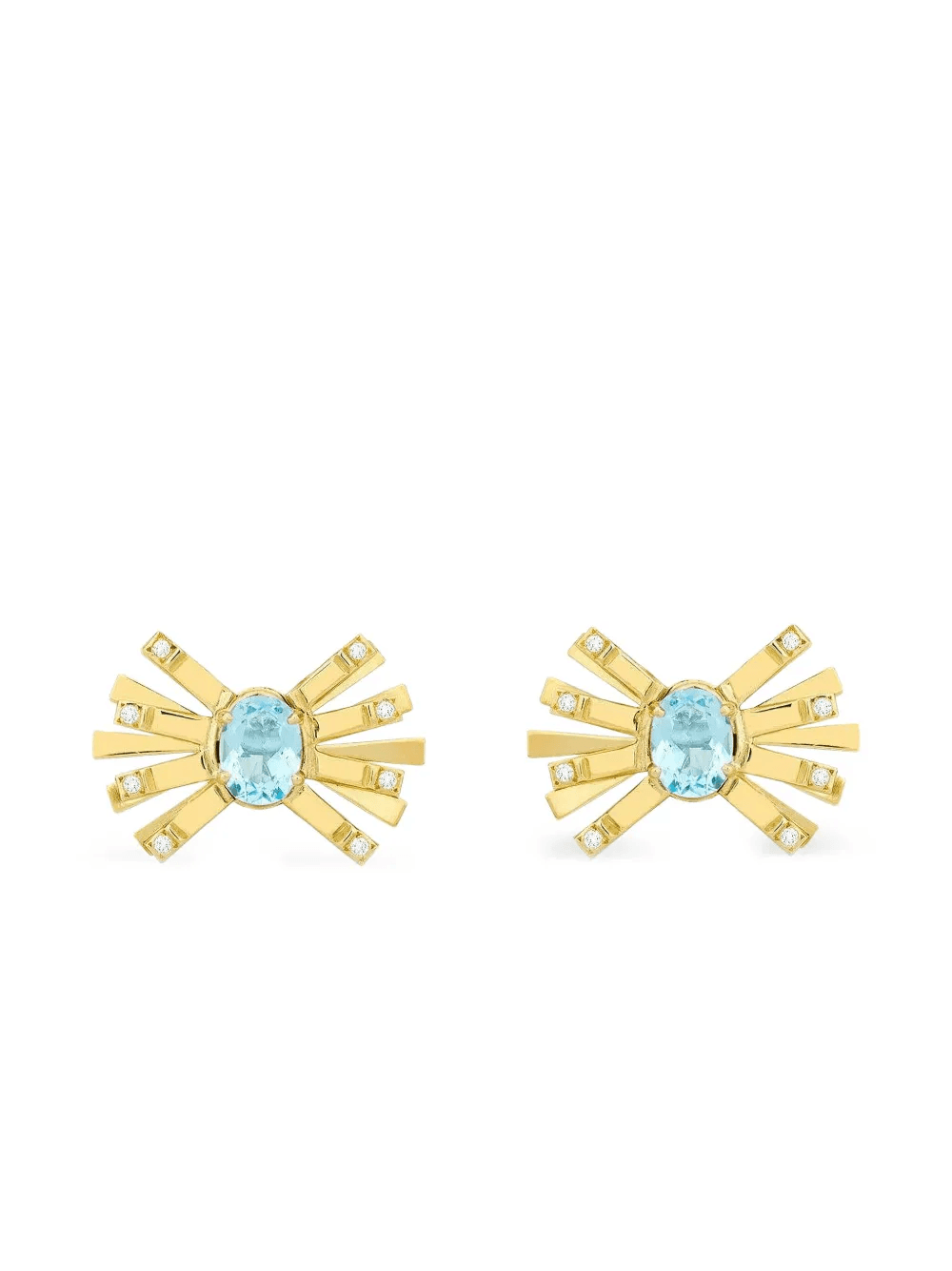 18K yellow gold Farfalle diamond and topaz earrings - Image 1