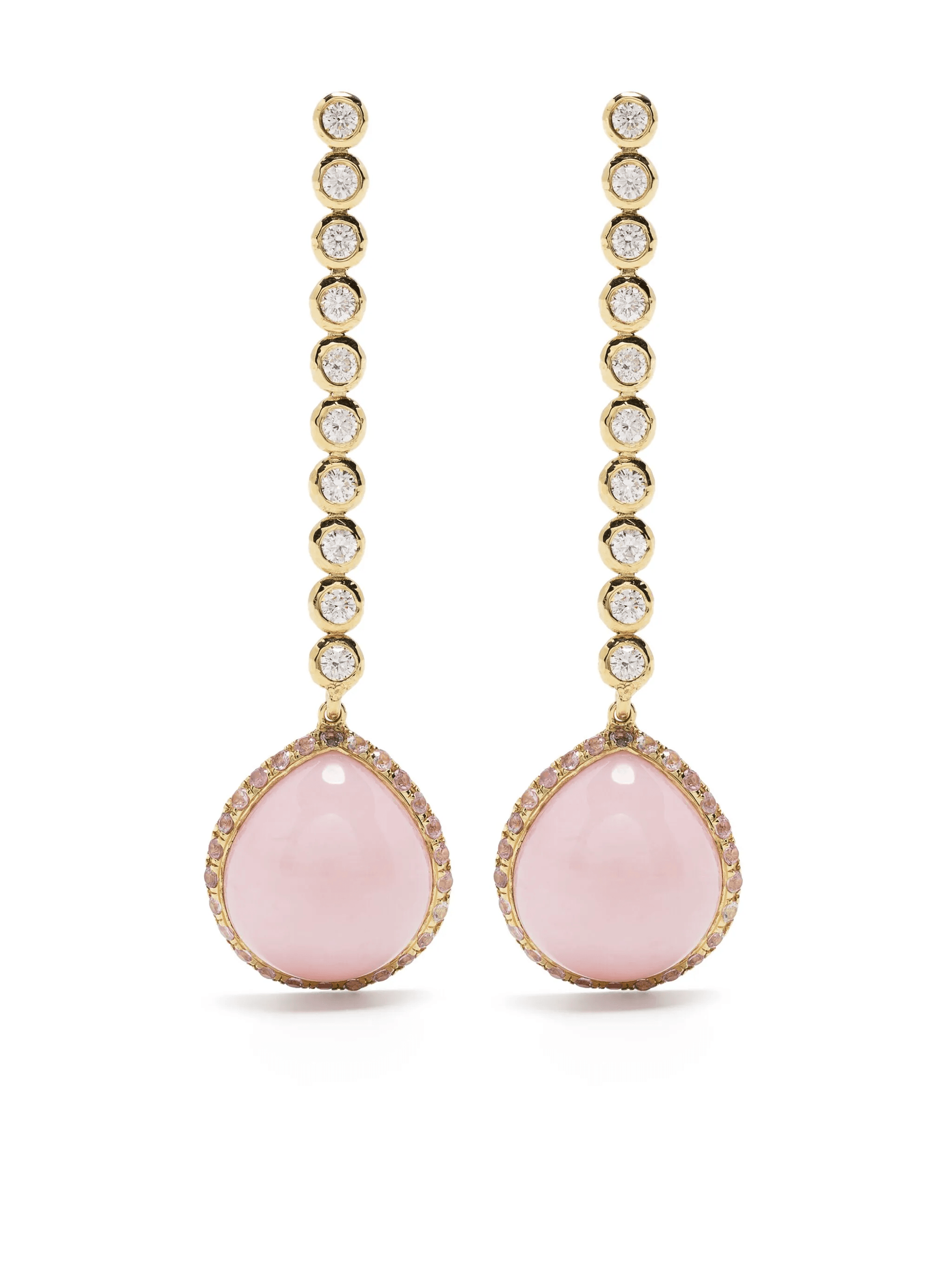 18kt yellow gold sapphire and diamond drop earrings - Image 1