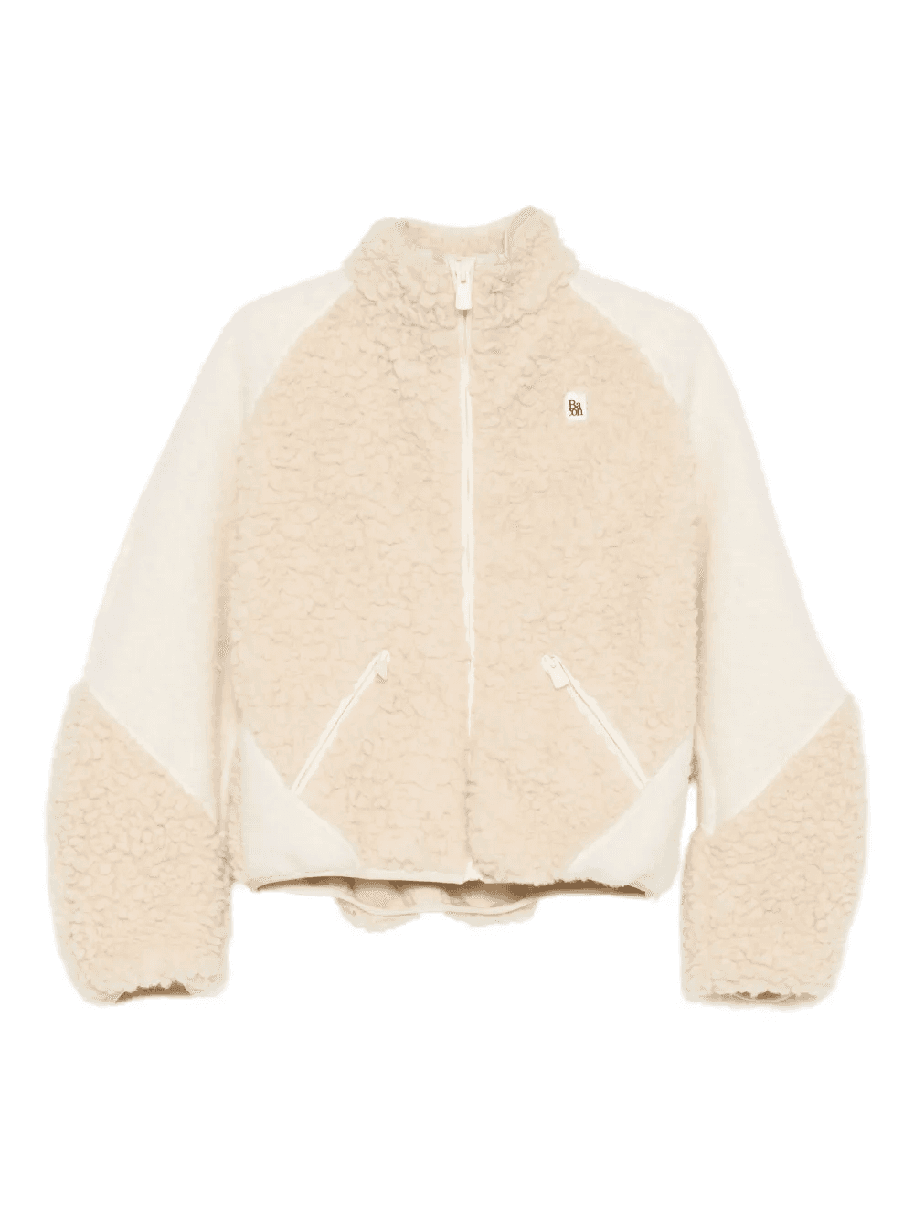 logo-patch faux fur coat - Image 1