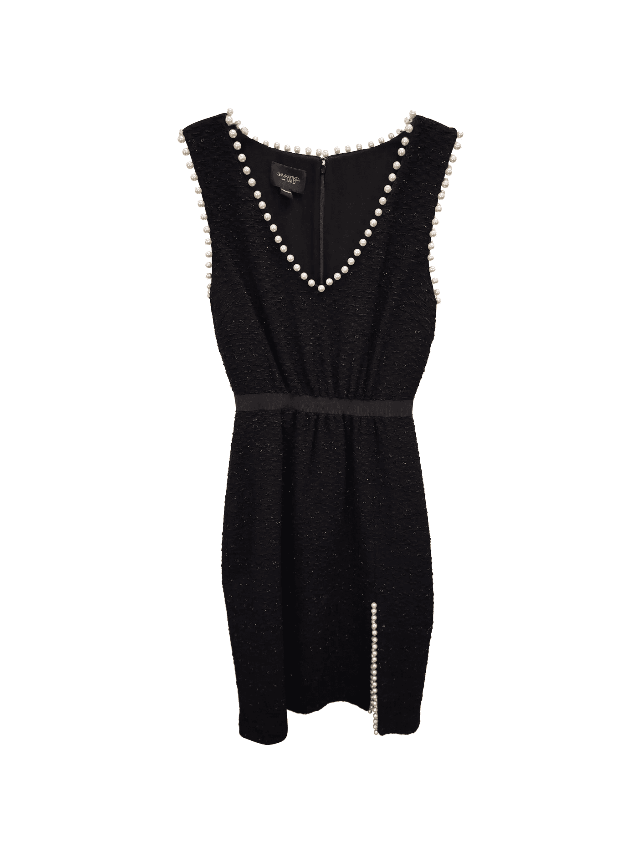 pearl-embellished V-neck dress - Image 1