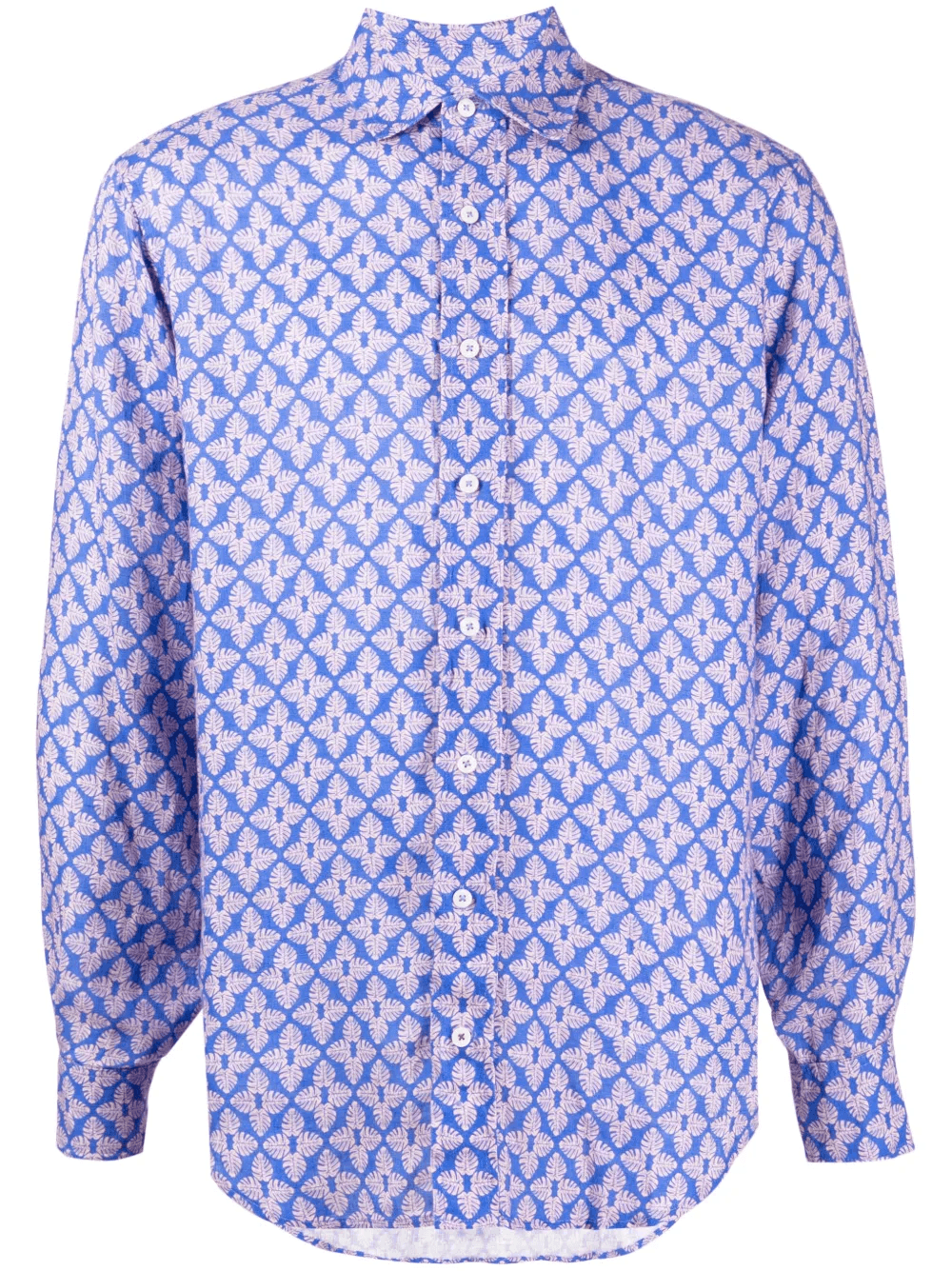 graphic-print linen shirt - Image 1
