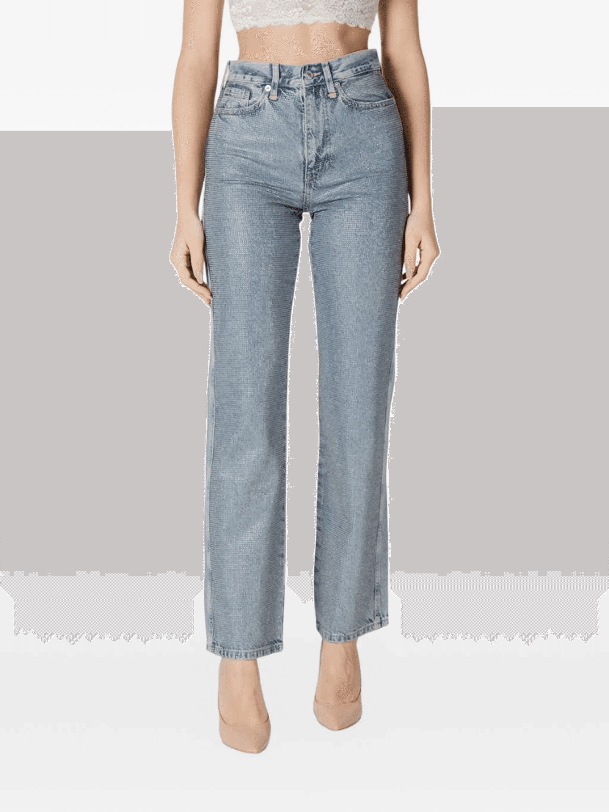 high-waist straight-leg denim jeans - Image 1