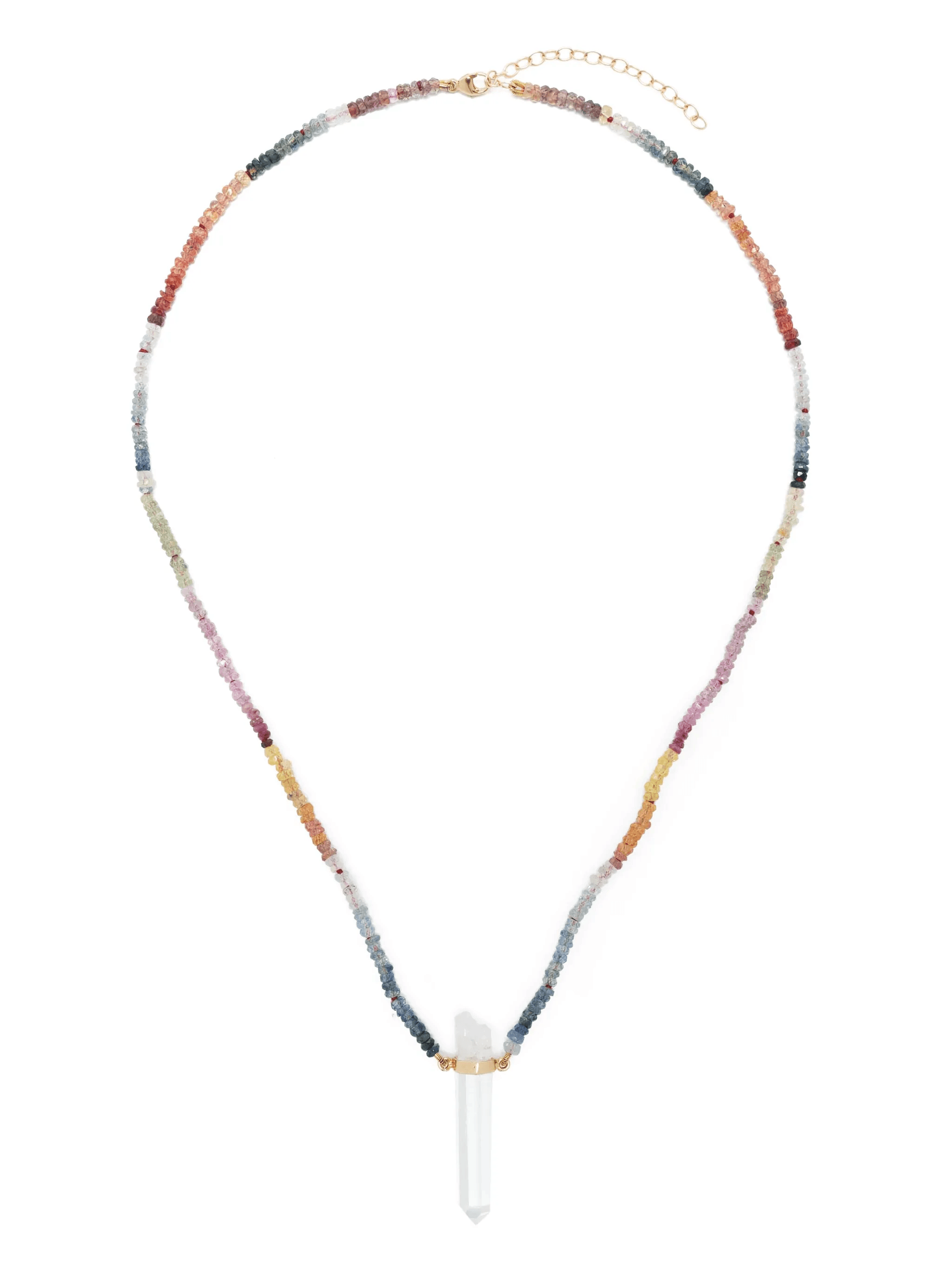 14kt yellow gold Arizona sapphire and crystal necklace - Image 1