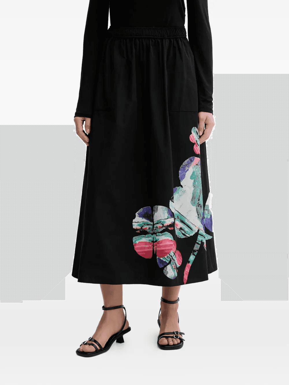 floral-print pockets midi skirt - Image 1