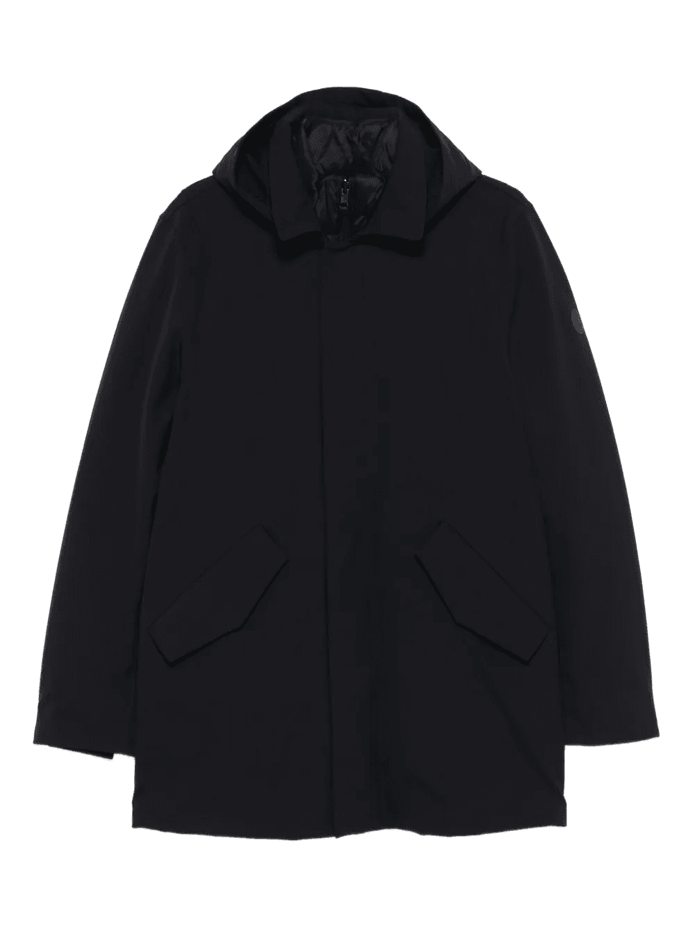 hooded flap-pocket coat - Image 1