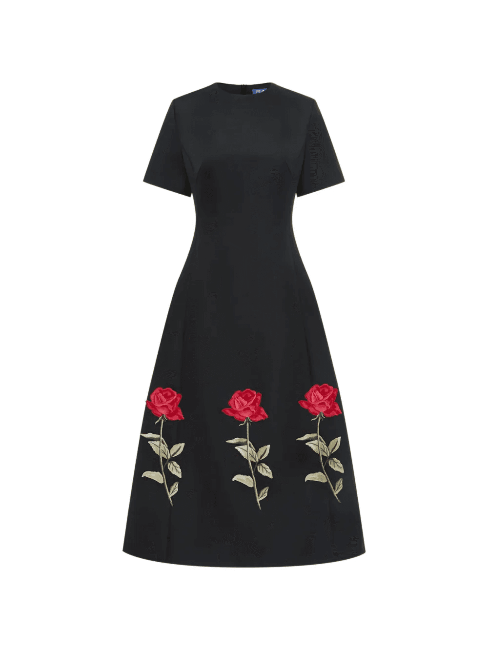 Caroline rose-embroidered midi dress - Image 1