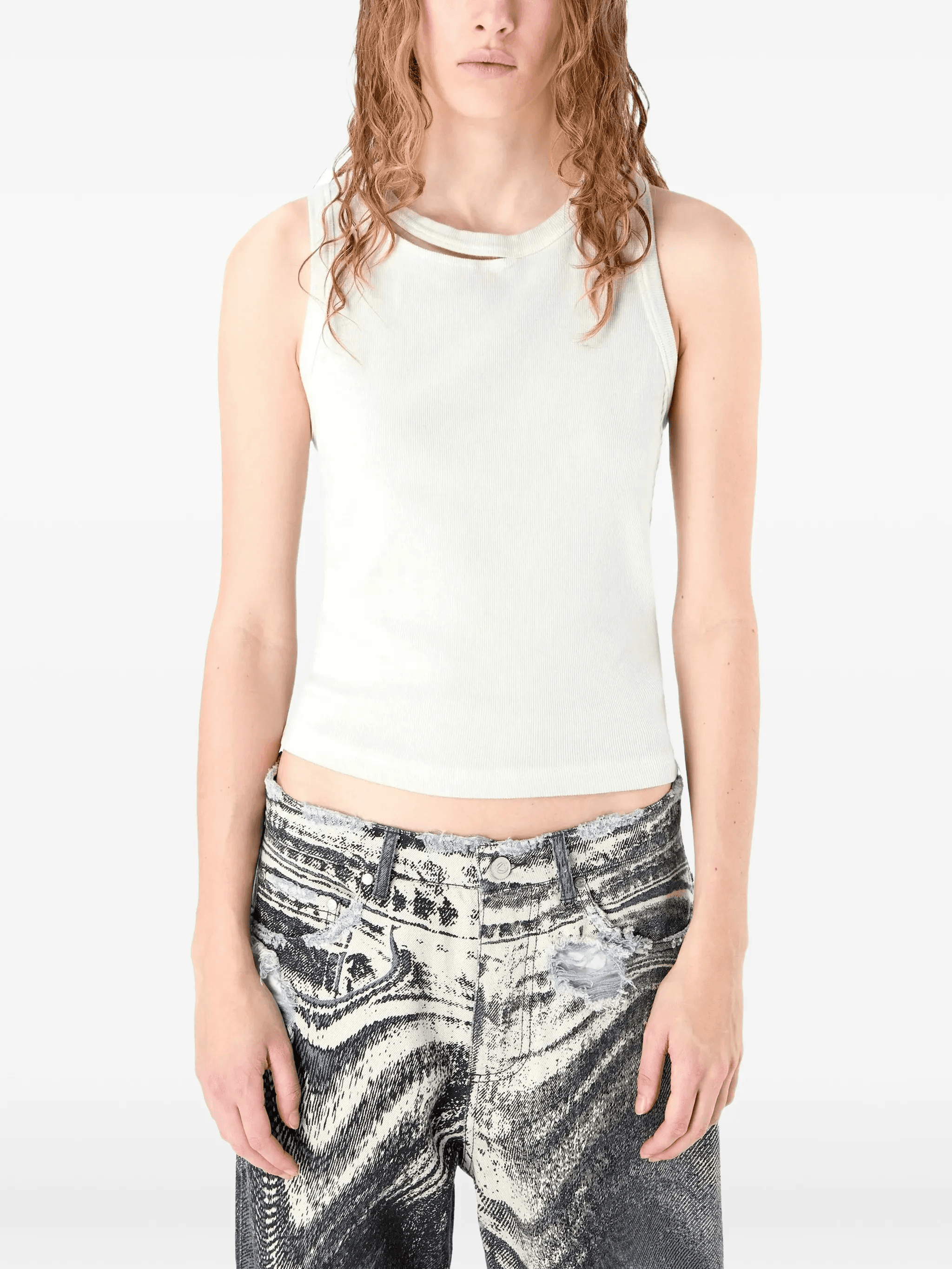 cut-out ribbed tank top - Image 1
