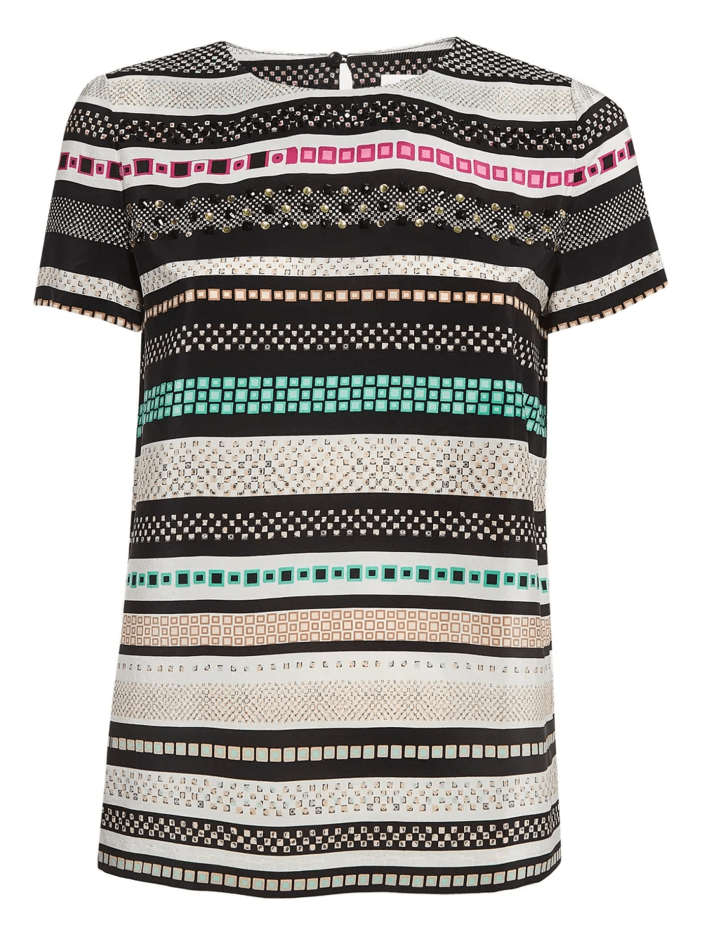 pattern-embellishment silk T-shirt - Image 1