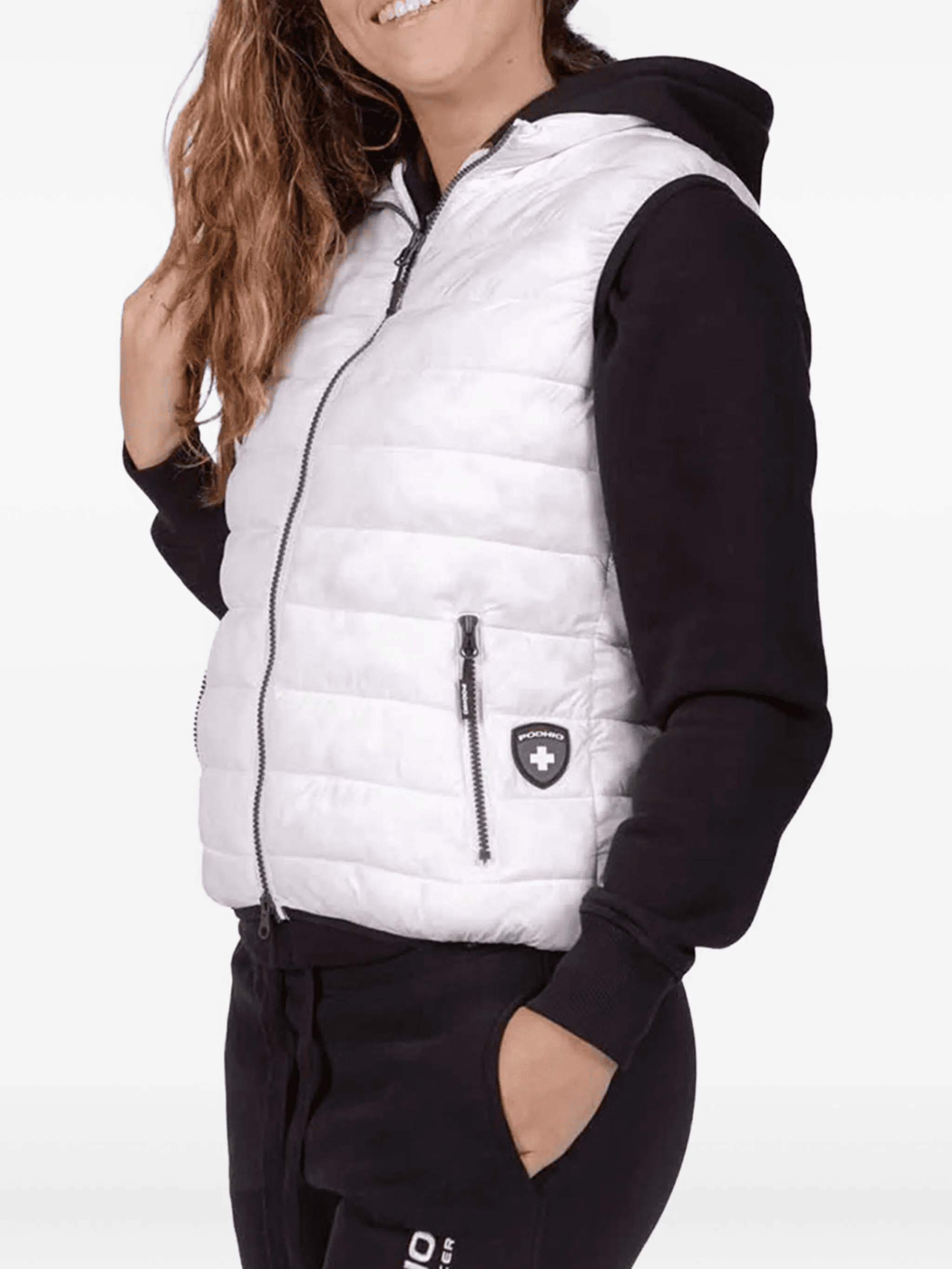 logo-patch hooded gilet - Image 1