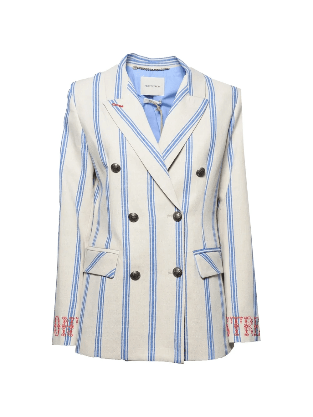 striped double-breasted blazer - Image 1