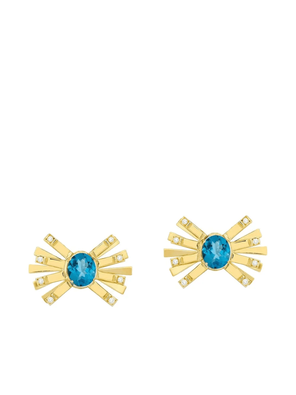 18K yellow gold Blue Topaz Diamond Farfalle earrings - Image 1