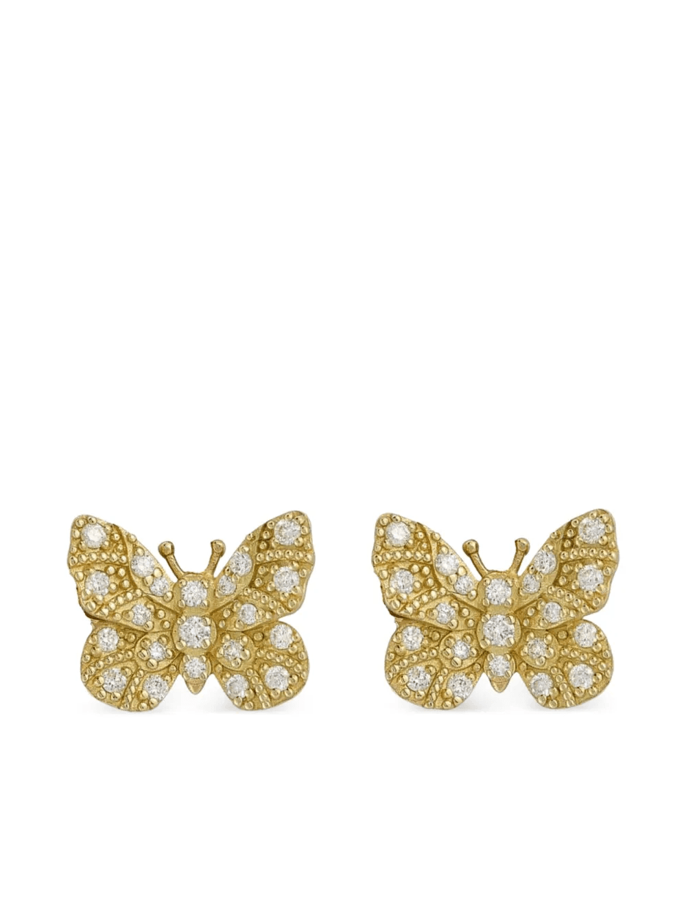 18K yellow gold Butterfly diamond and enamel Butterfly earrings - Image 1
