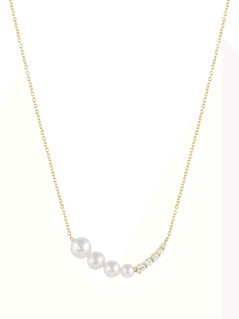 18K yellow gold Akoya Pearl Diamond necklace - Image 1