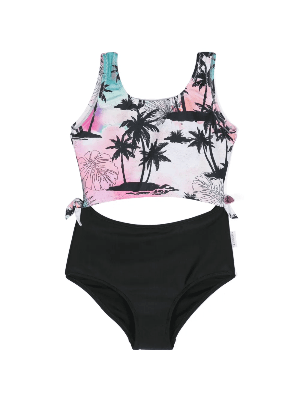 cut-out detailed tropical-print swimsuit - Image 1
