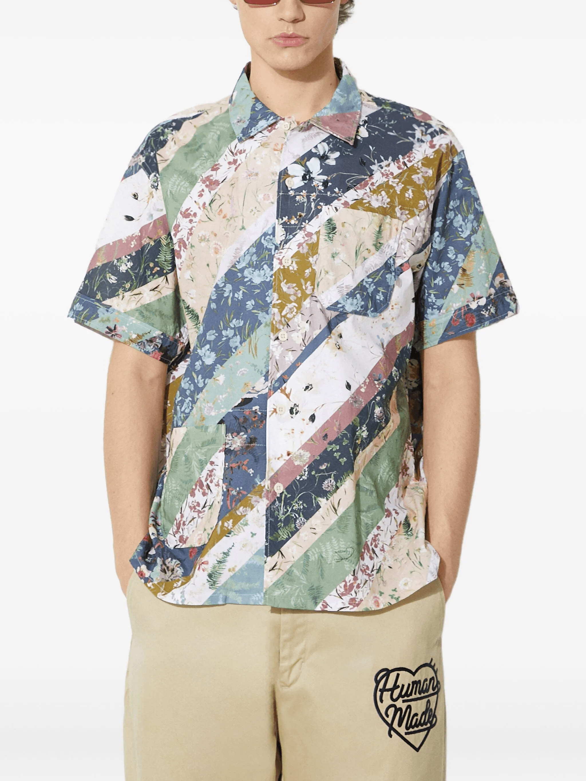 floral-patchwork short-sleeve shirt - Image 1