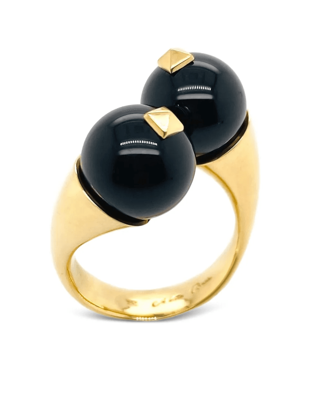 18K yellow gold Gemini onyx ring - Image 1