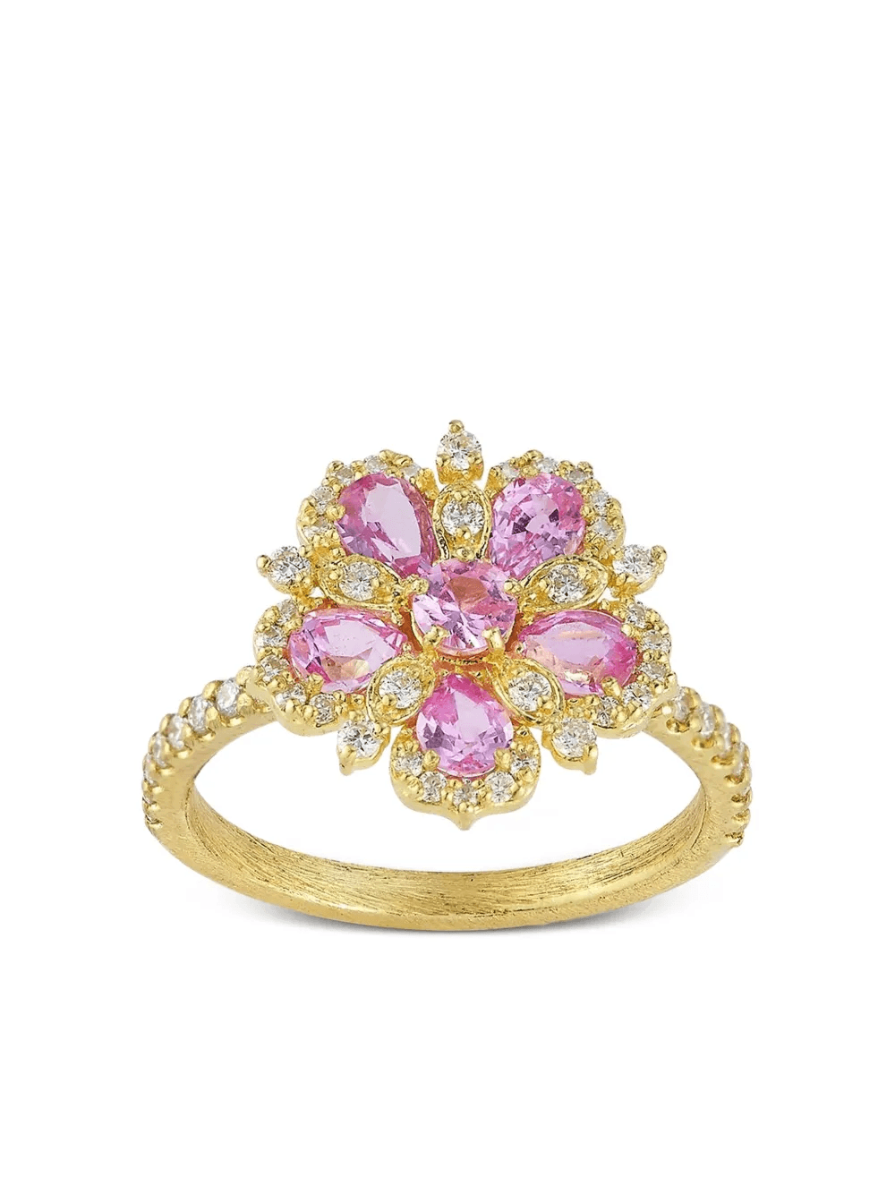 18k yellow gold Jasmine Bloom pink sapphire and diamond ring - Image 1