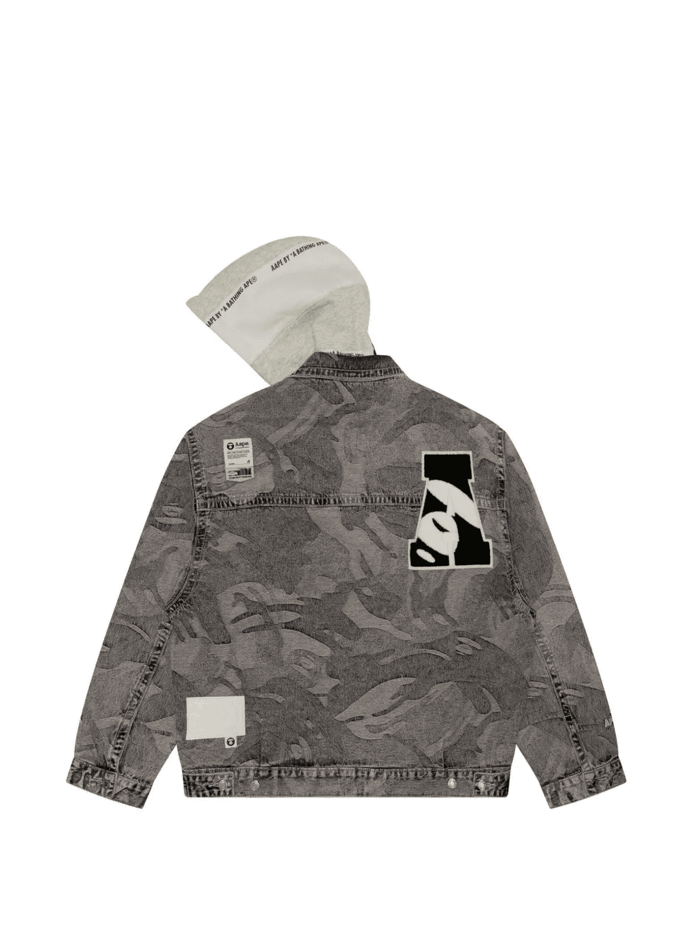 panelled hooded denim jacket — Image 4