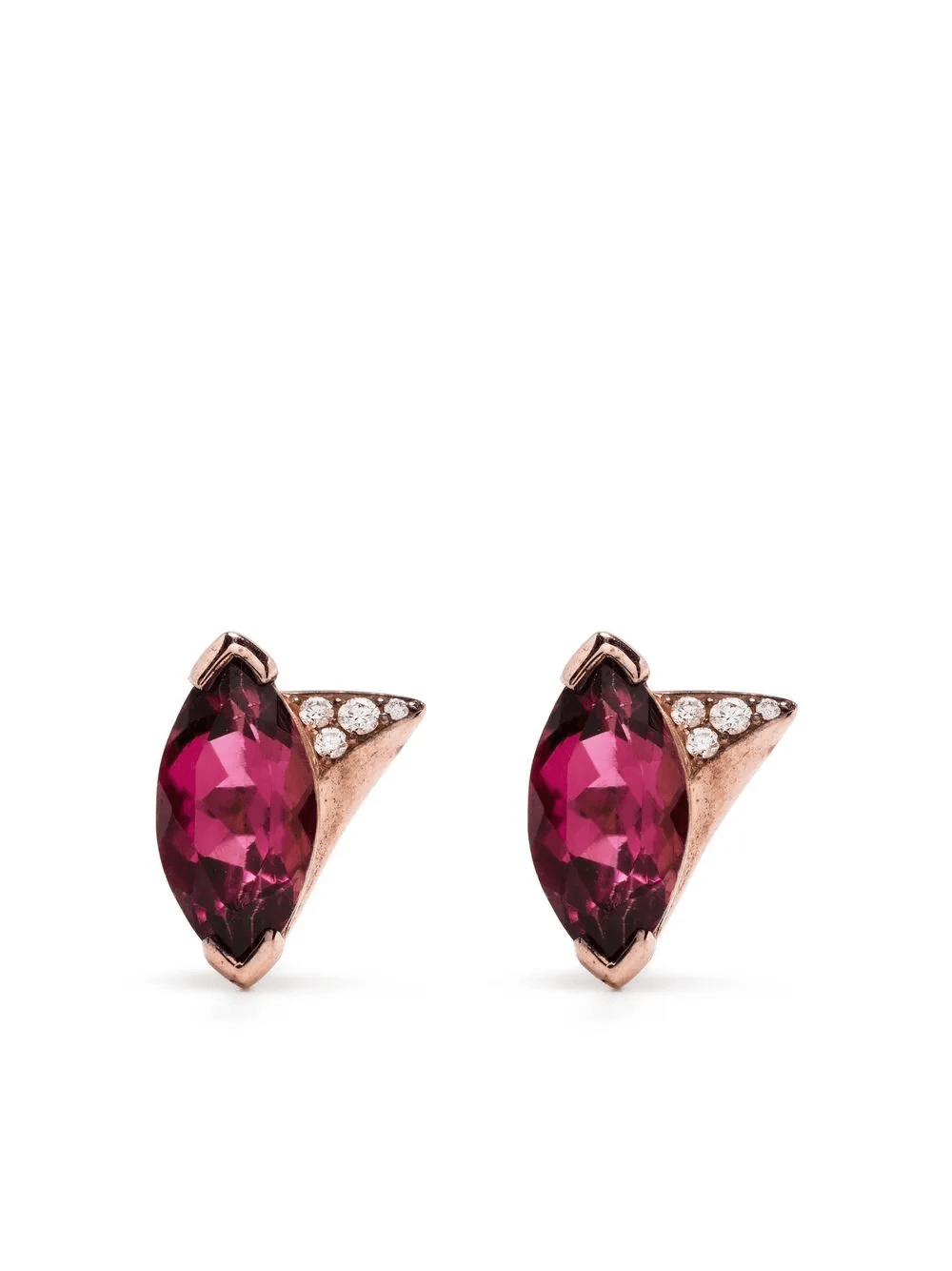 18kt rose gold tourmaline diamond earrings - Image 1
