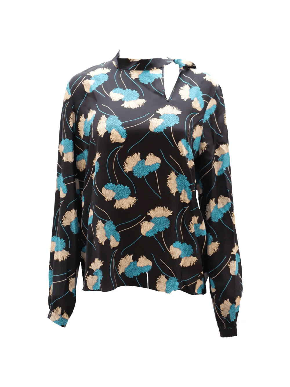 floral-print tied-neckline blouse - Image 1
