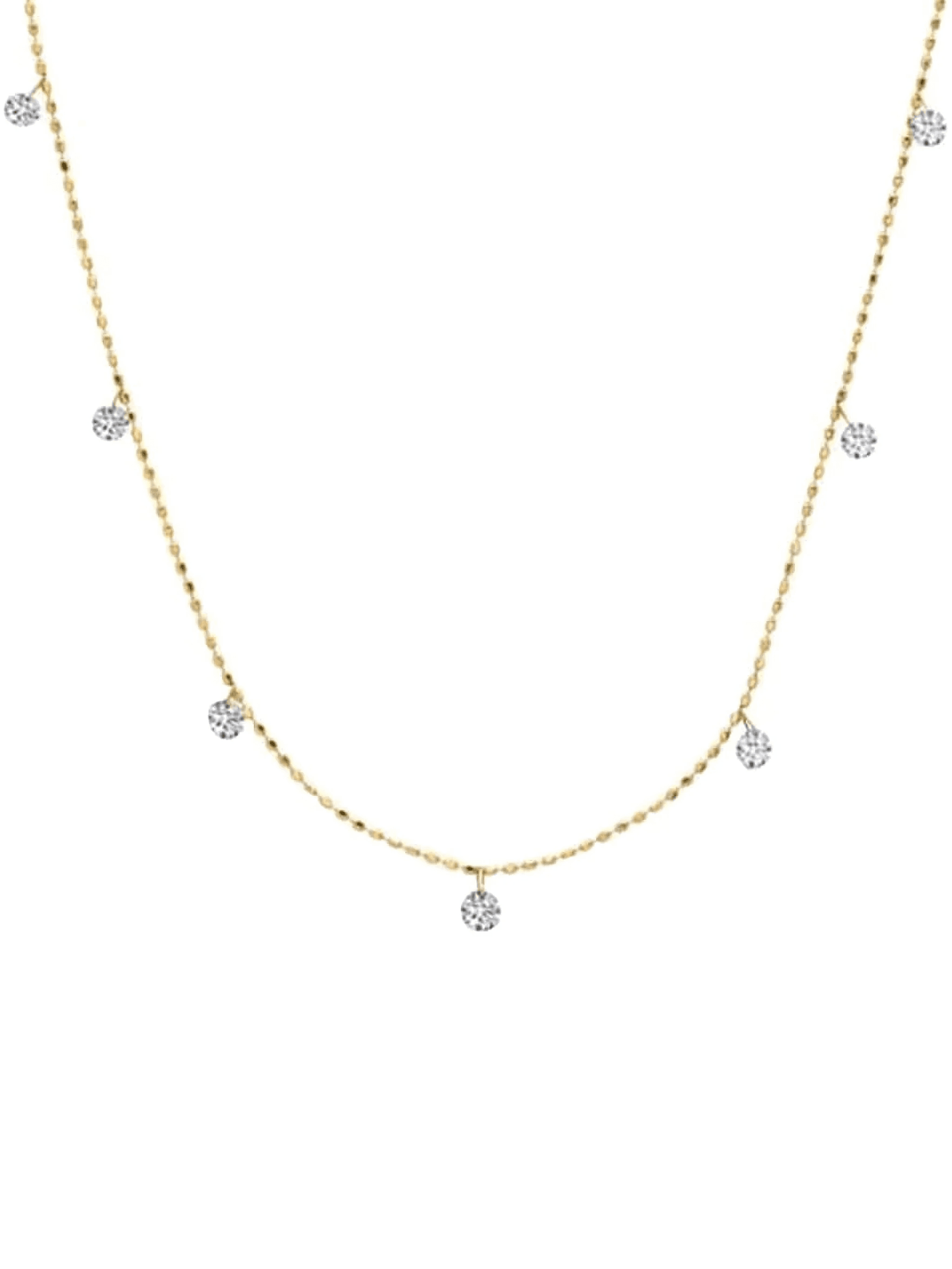 18K yellow gold Tiny Floating diamond necklace - Image 1