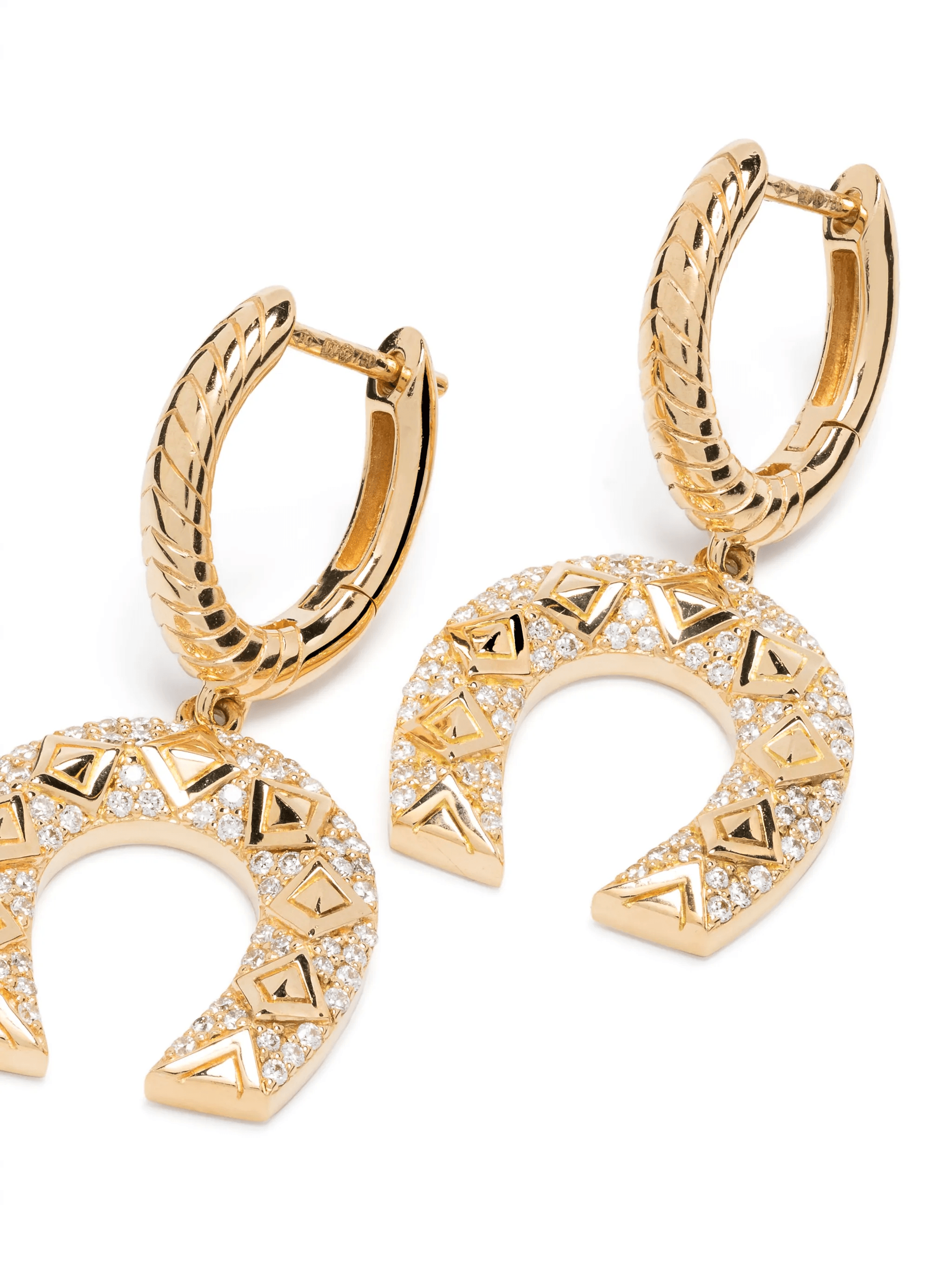 18kt yellow gold Horseshoe diamond drop earrings - Image 1