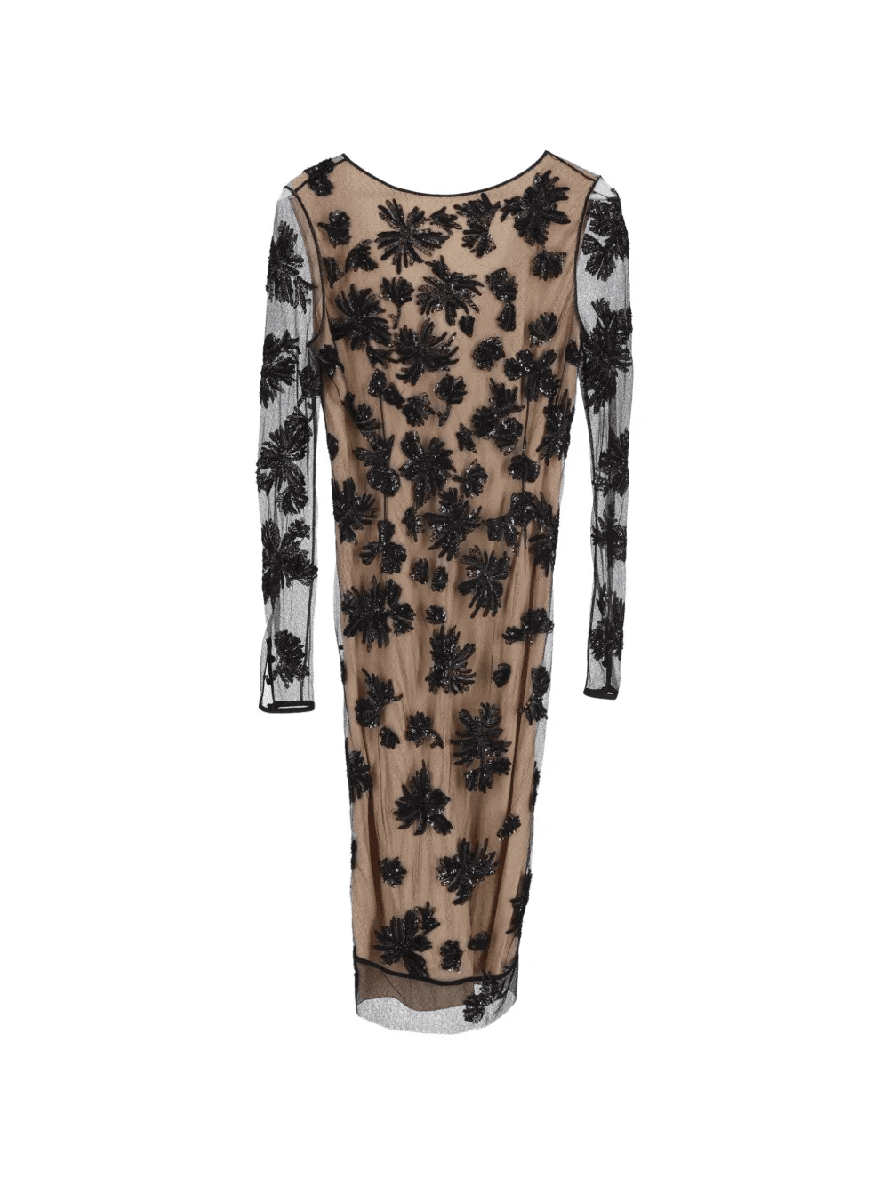 embellished sheer-sleeve dress - Image 1
