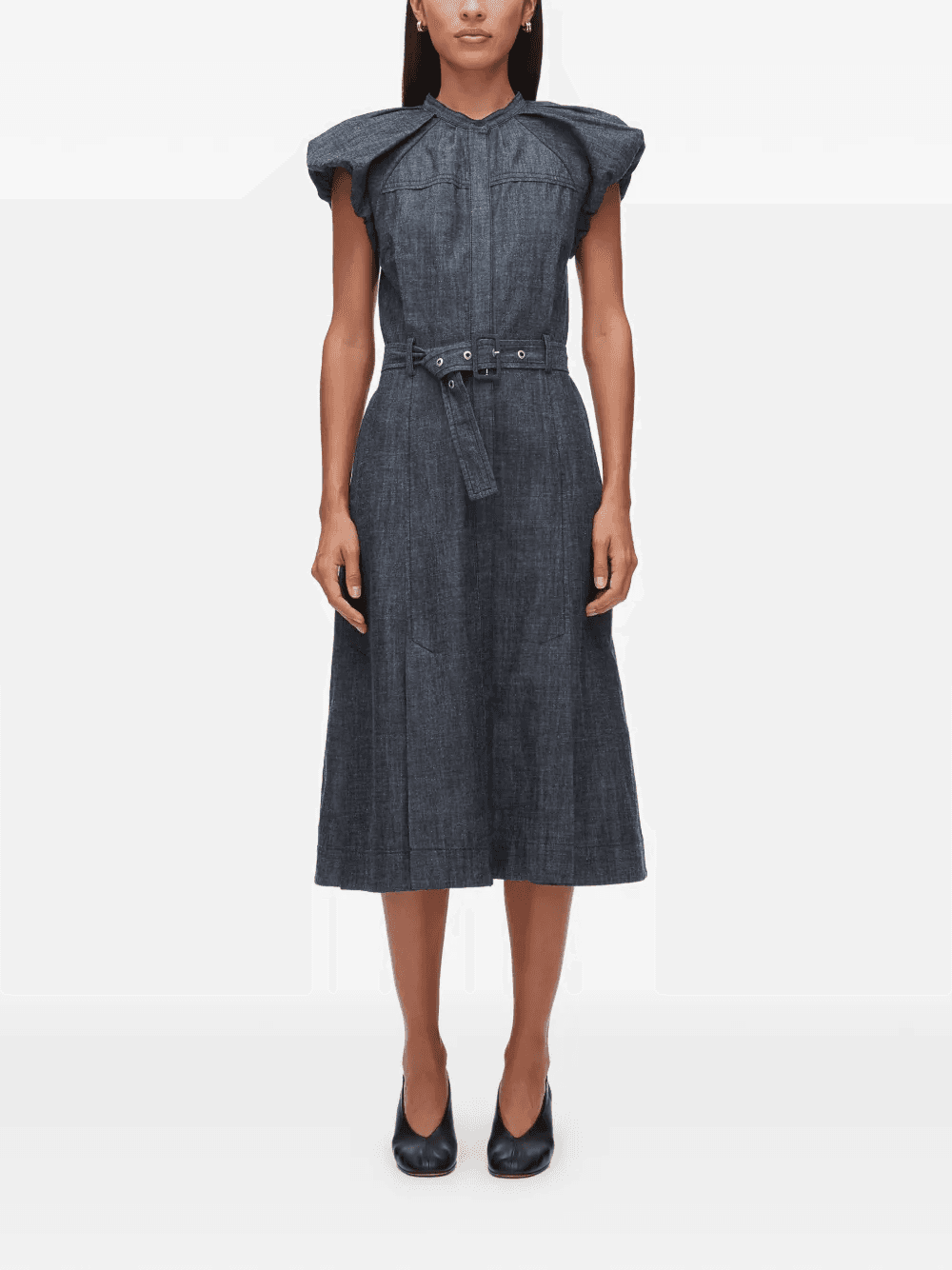 puff-sleeve belted dress - Image 1