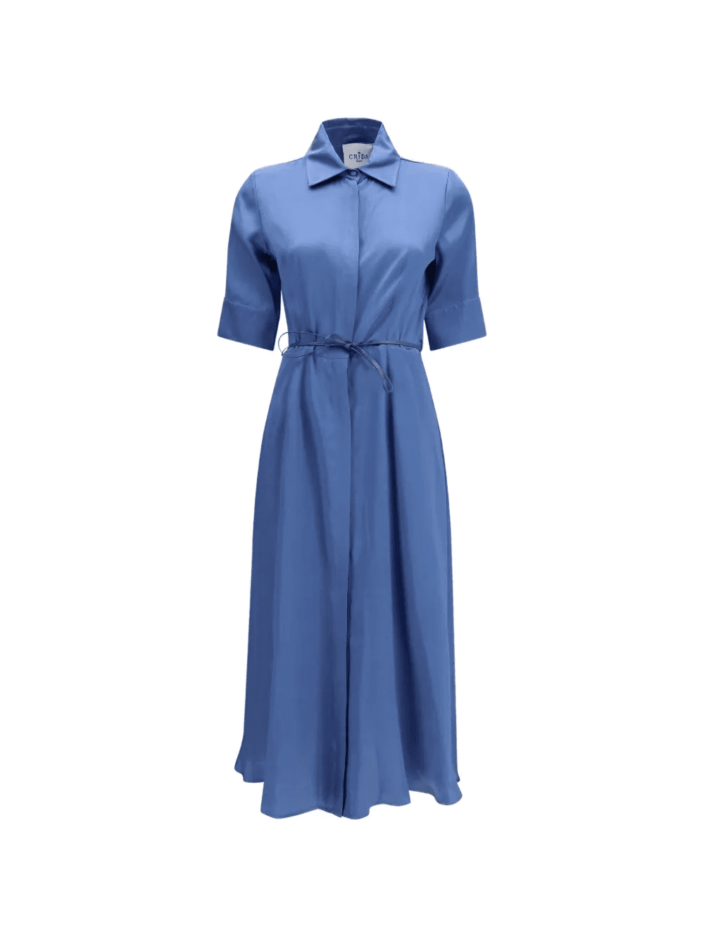 Baldo collared tie-detail midi cotton dress - Image 1